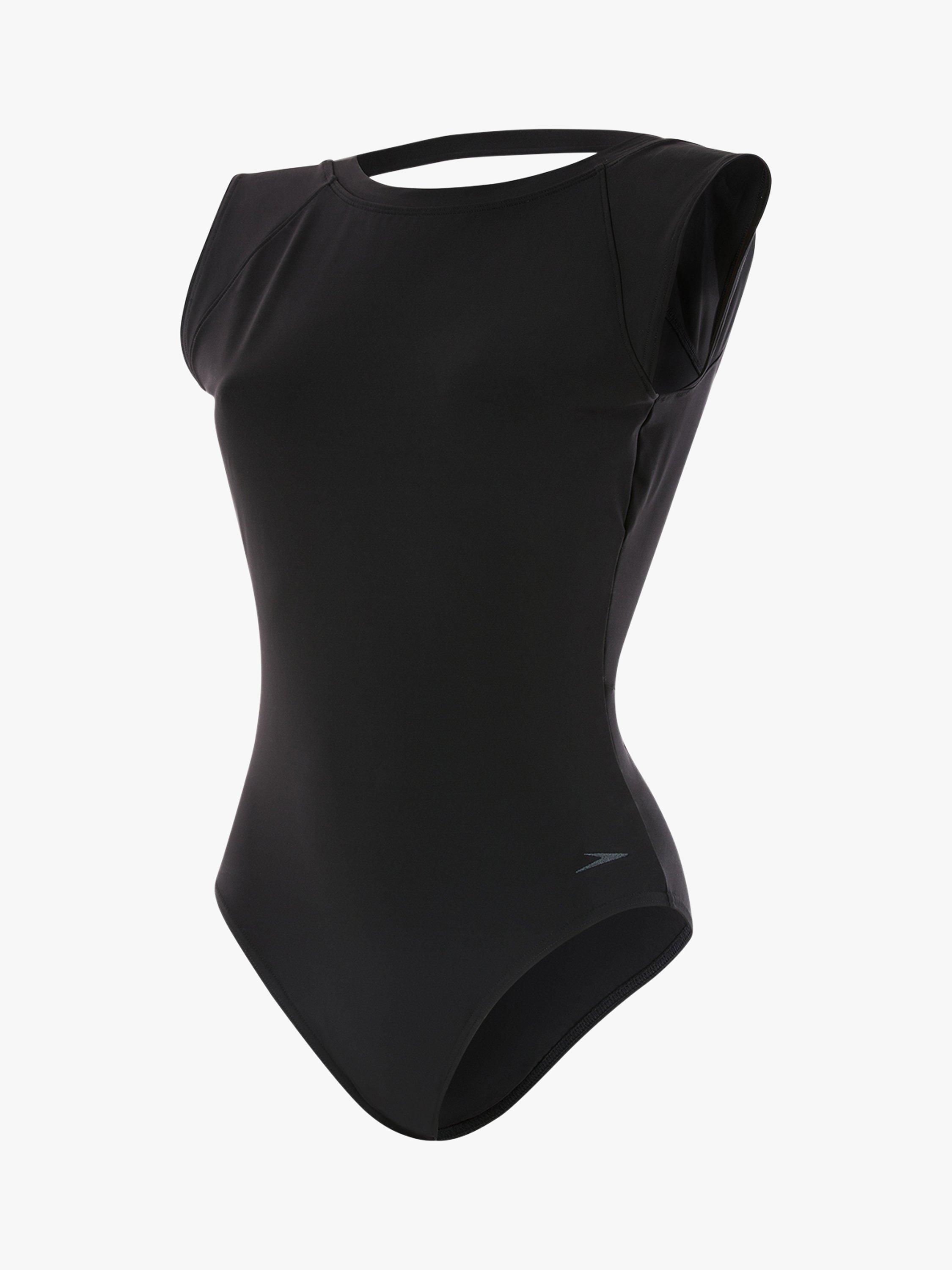 Speedo Crystalsheen Cap Sleeve Swimsuit, Black