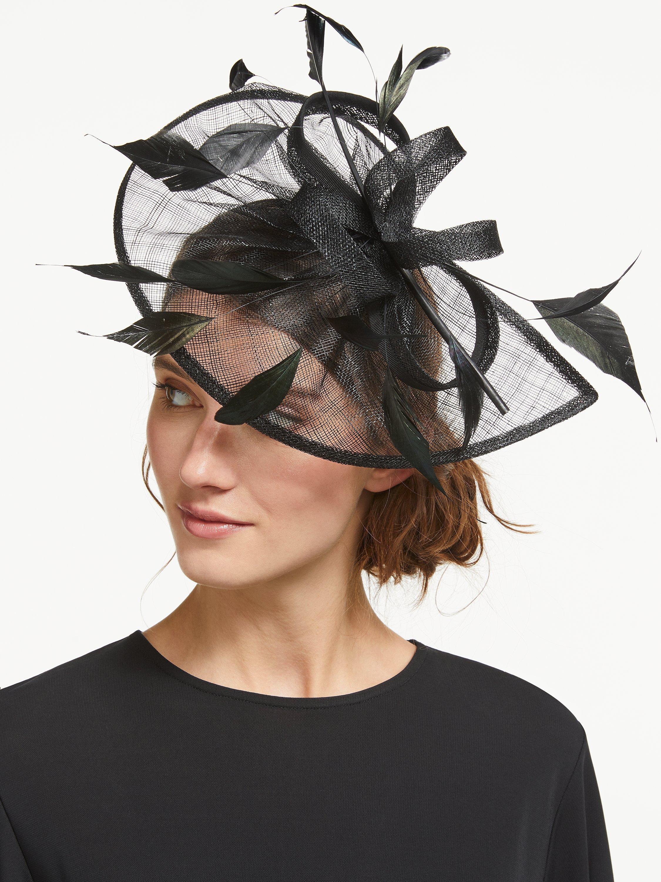 Snoxells Teardrop and Loops Fascinator, Black, One Size