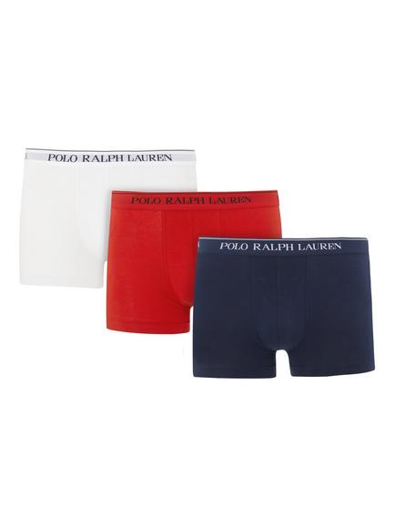 Polo Ralph Lauren Stretch Cotton Trunks, Pack of 3, Blue/Red/White, Blue/Red/White