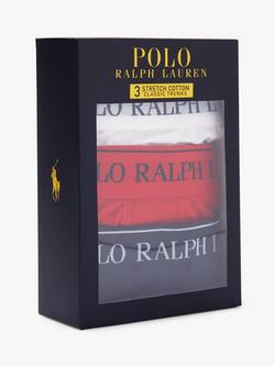 Polo Ralph Lauren Stretch Cotton Trunks, Pack of 3, Blue/Red/White - view 2, Blue/Red/White