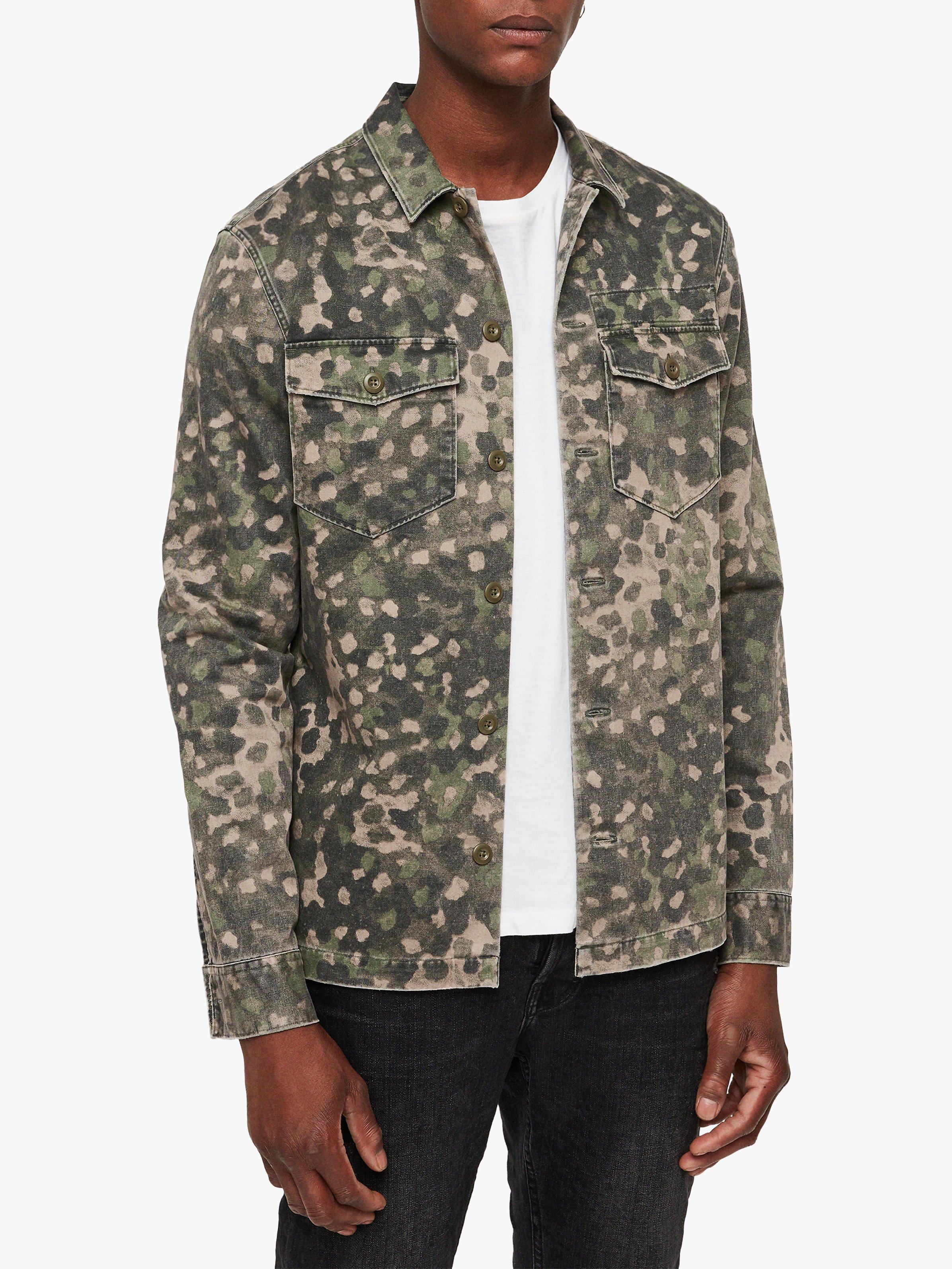 AllSaints Fassett Camouflage Shirt, Khaki Green