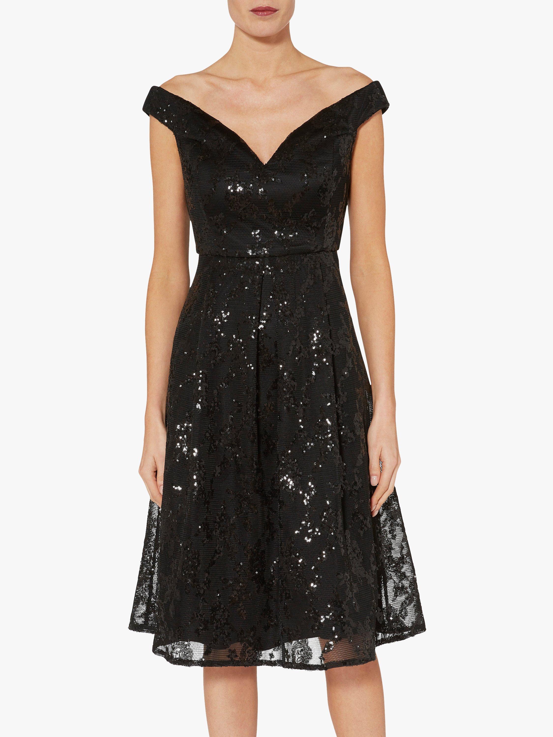Gina Bacconi Angelina Sequin Net Dress, Black