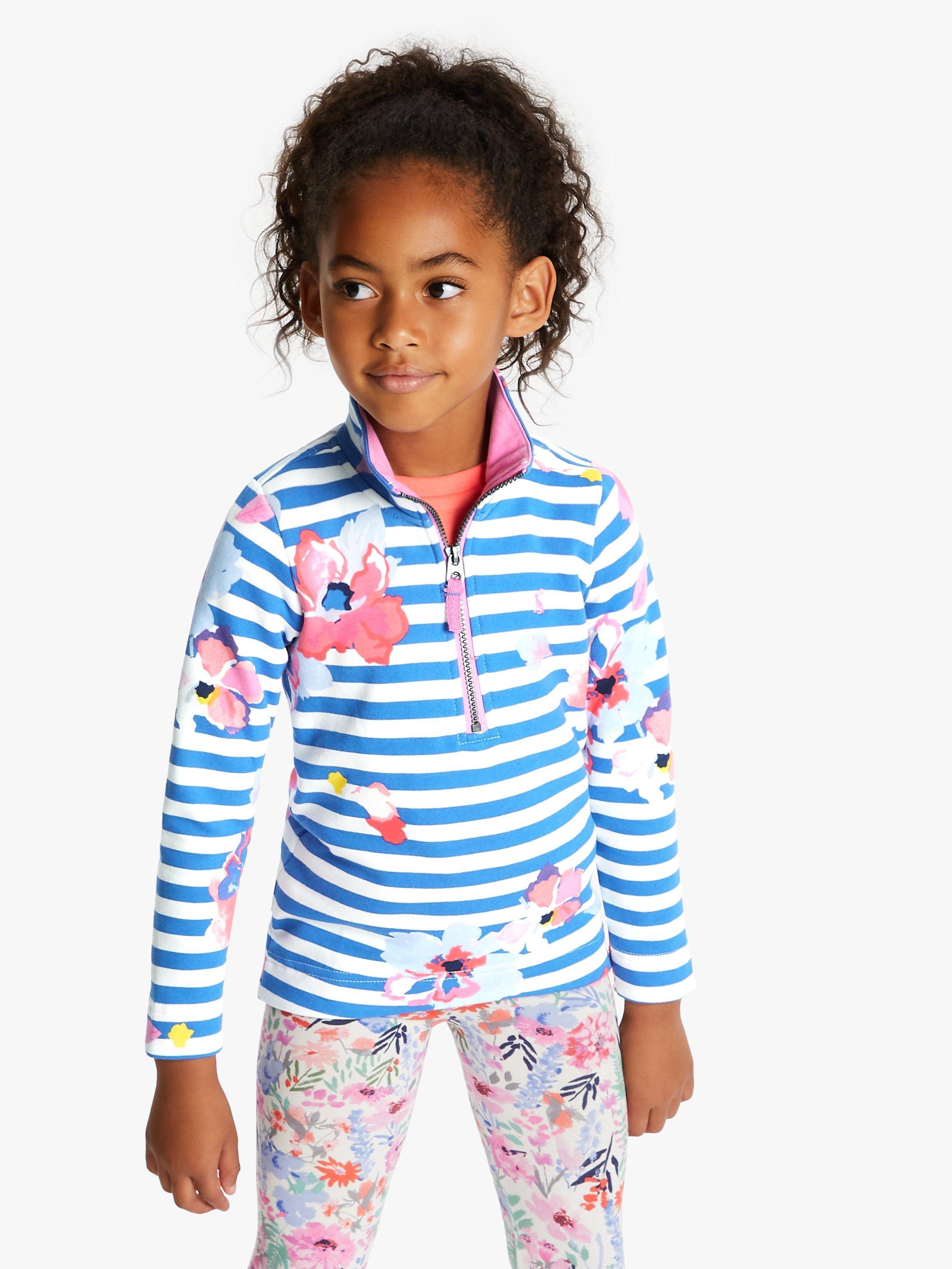 Little Joule Girls' Fairdale Floral Half Zip Sweatshirt, Blue
