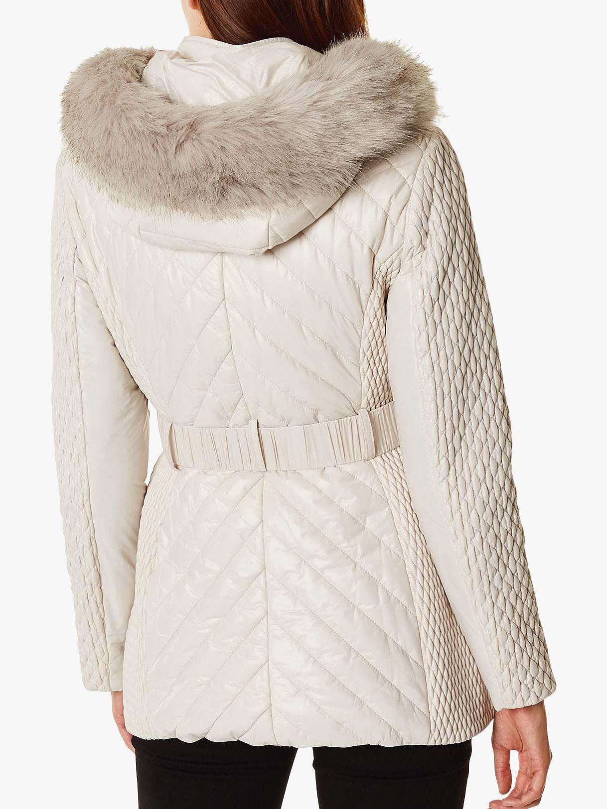 Karen Millen Quilted Coat Winter White