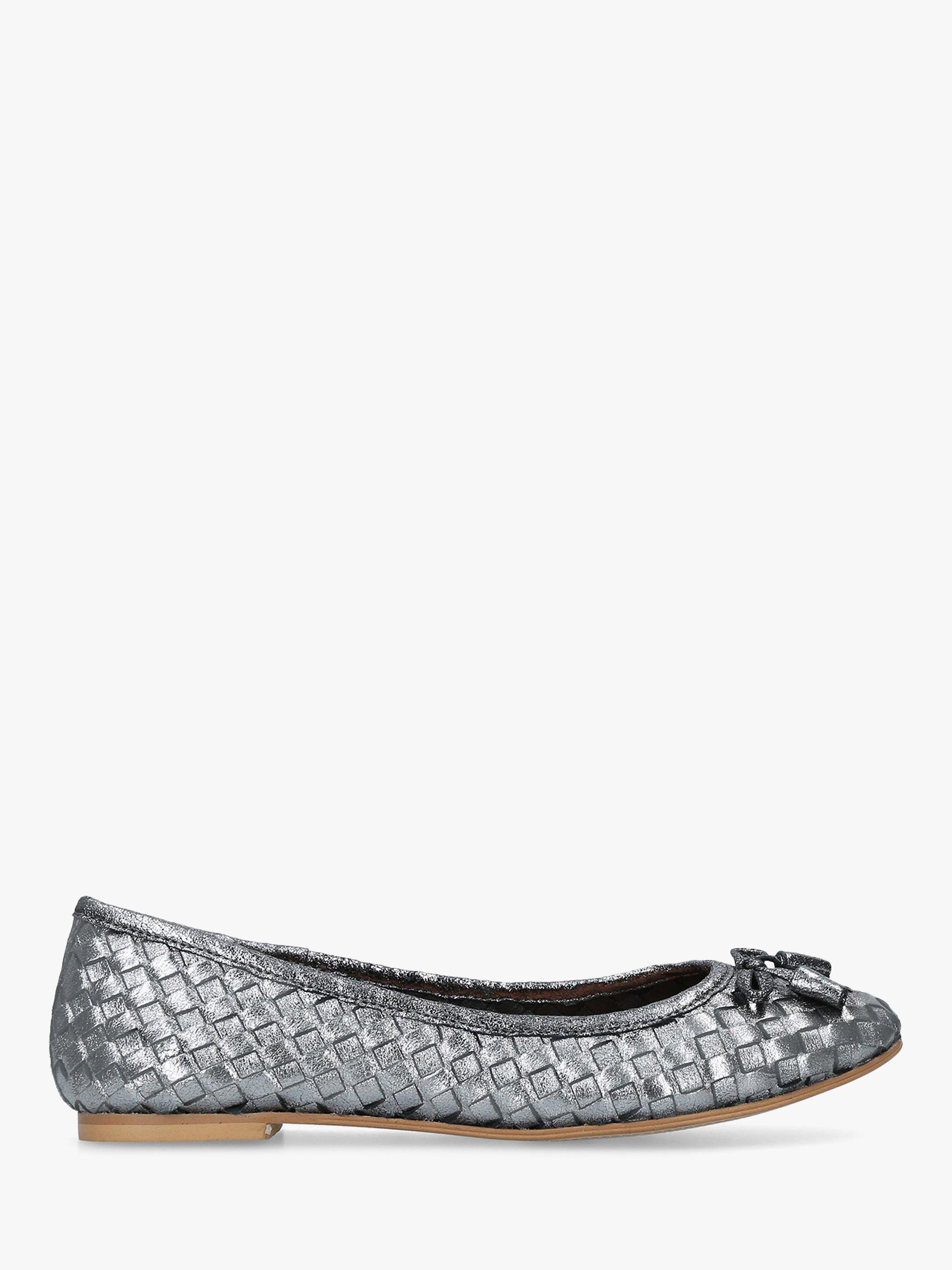 Carvela Luggage Woven Ballerina Pumps Gunmetal Leather