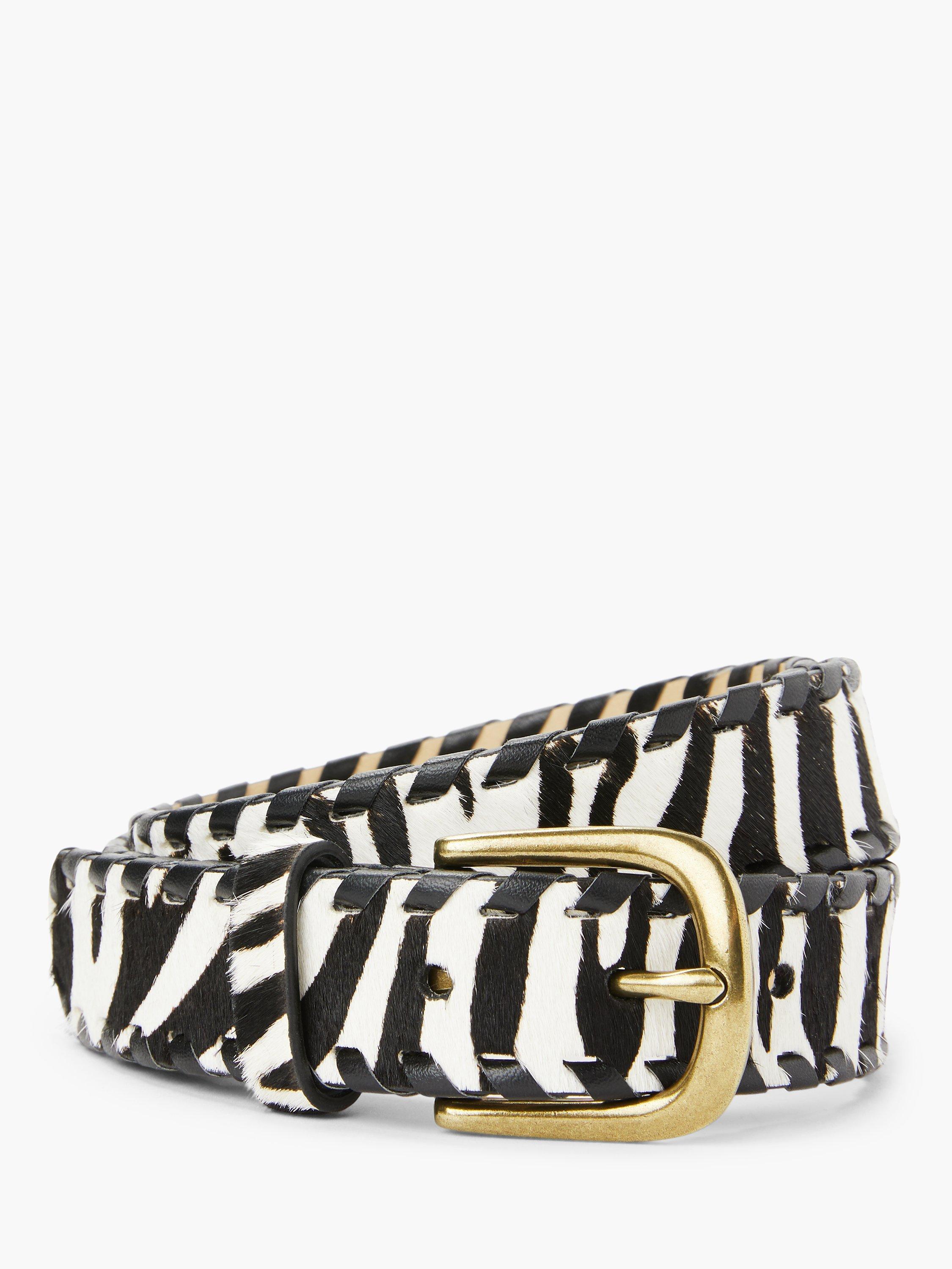 John Lewis & Partners Zara Zebra Print Leather Jeans Belt, Multi