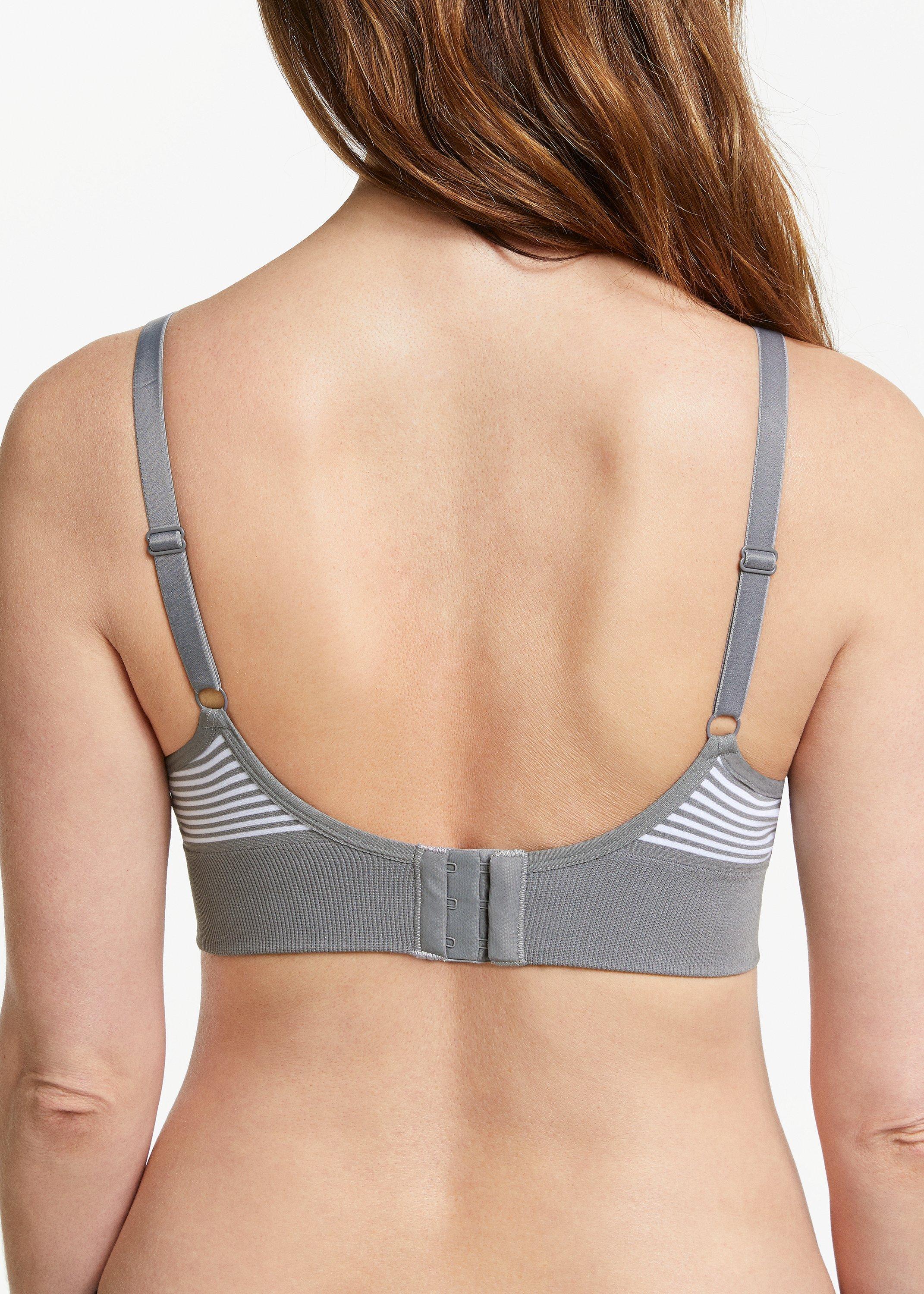 Product image 3 of 5, which shows John Lewis Maria Seam Free Maternity Bra, Pack of 2, Pink/Grey Stripe, M