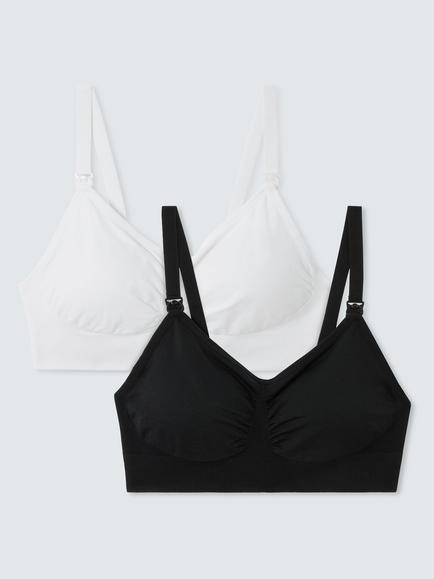 John Lewis Maria Seam Free Maternity Bra, Pack of 2 - view 2, Black/White