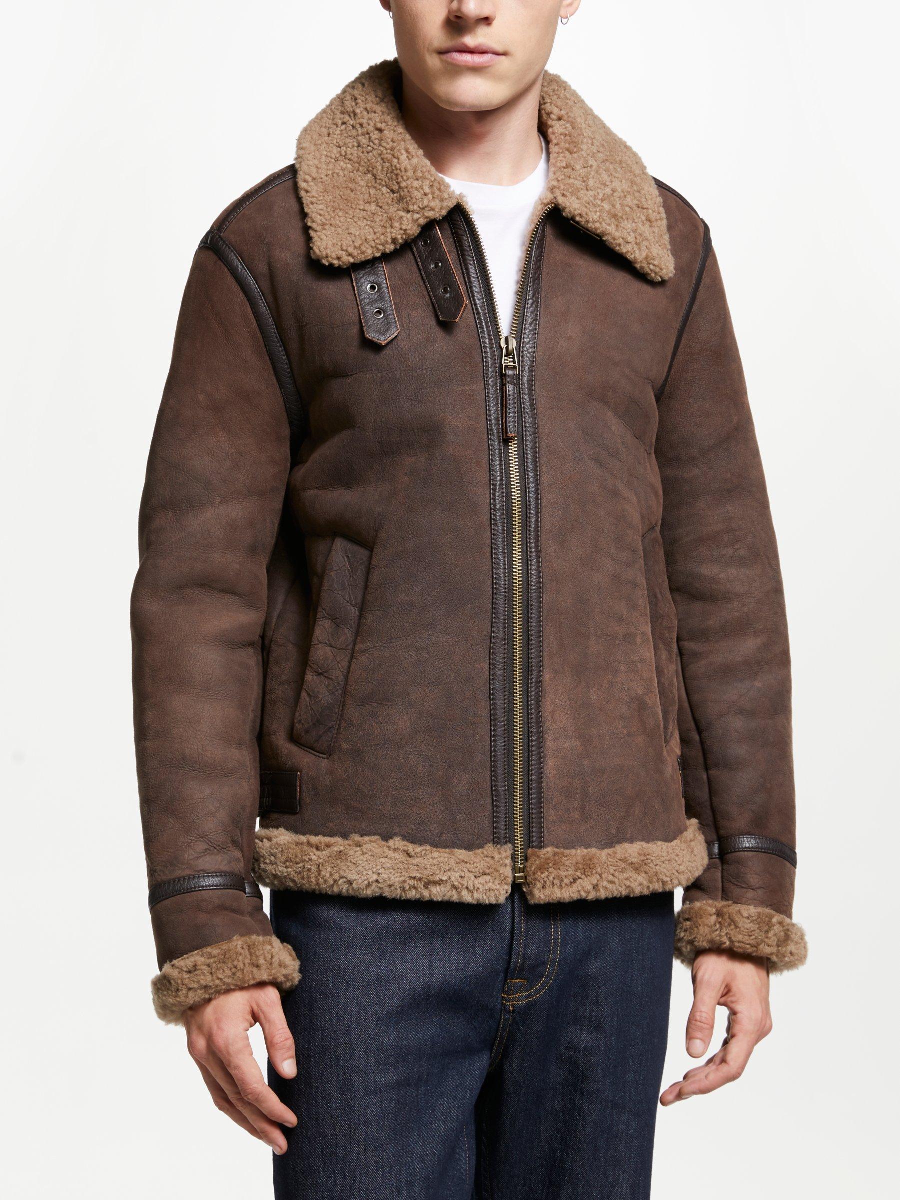 JOHN LEWIS Co. Shearling Leather Flight Jacket Chestnut