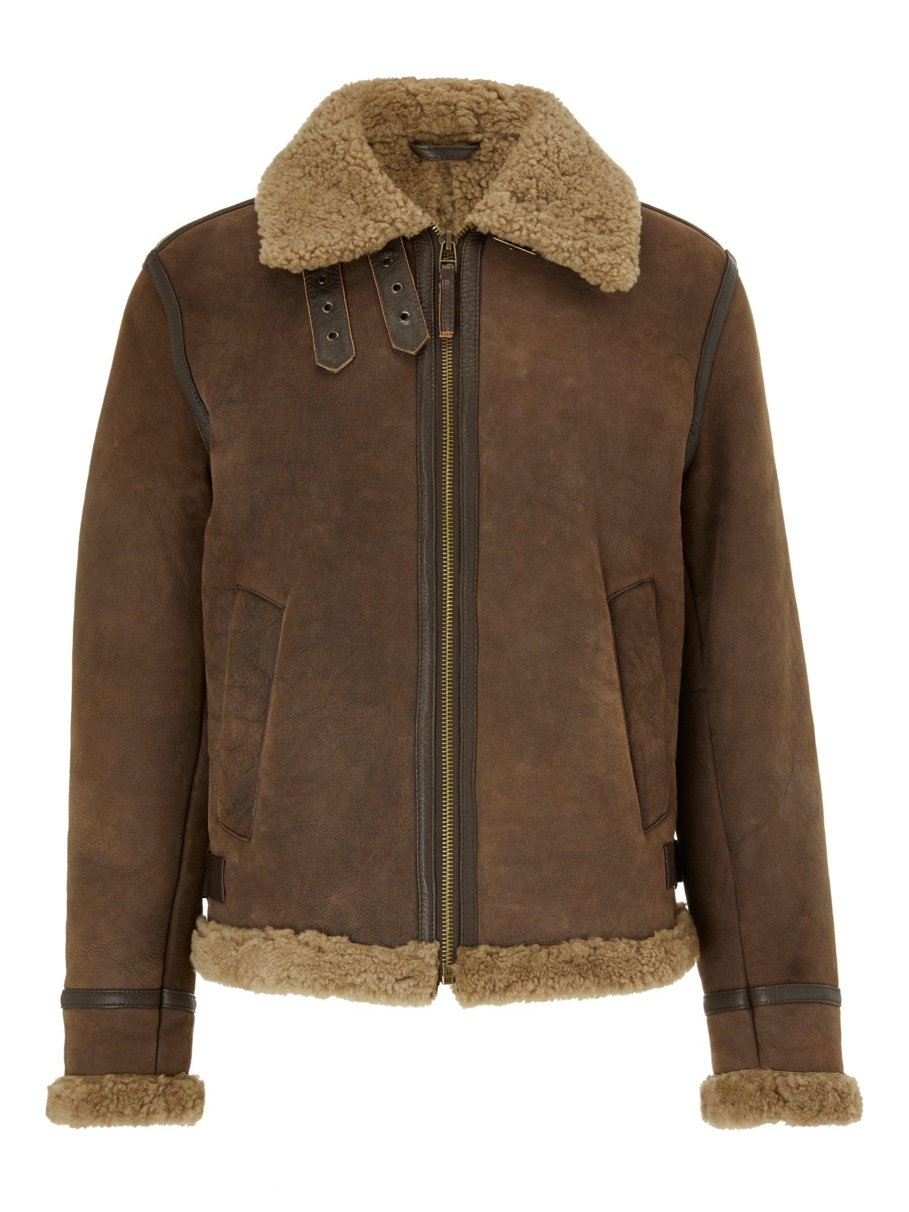 JOHN LEWIS Co. Shearling Leather Flight Jacket Chestnut