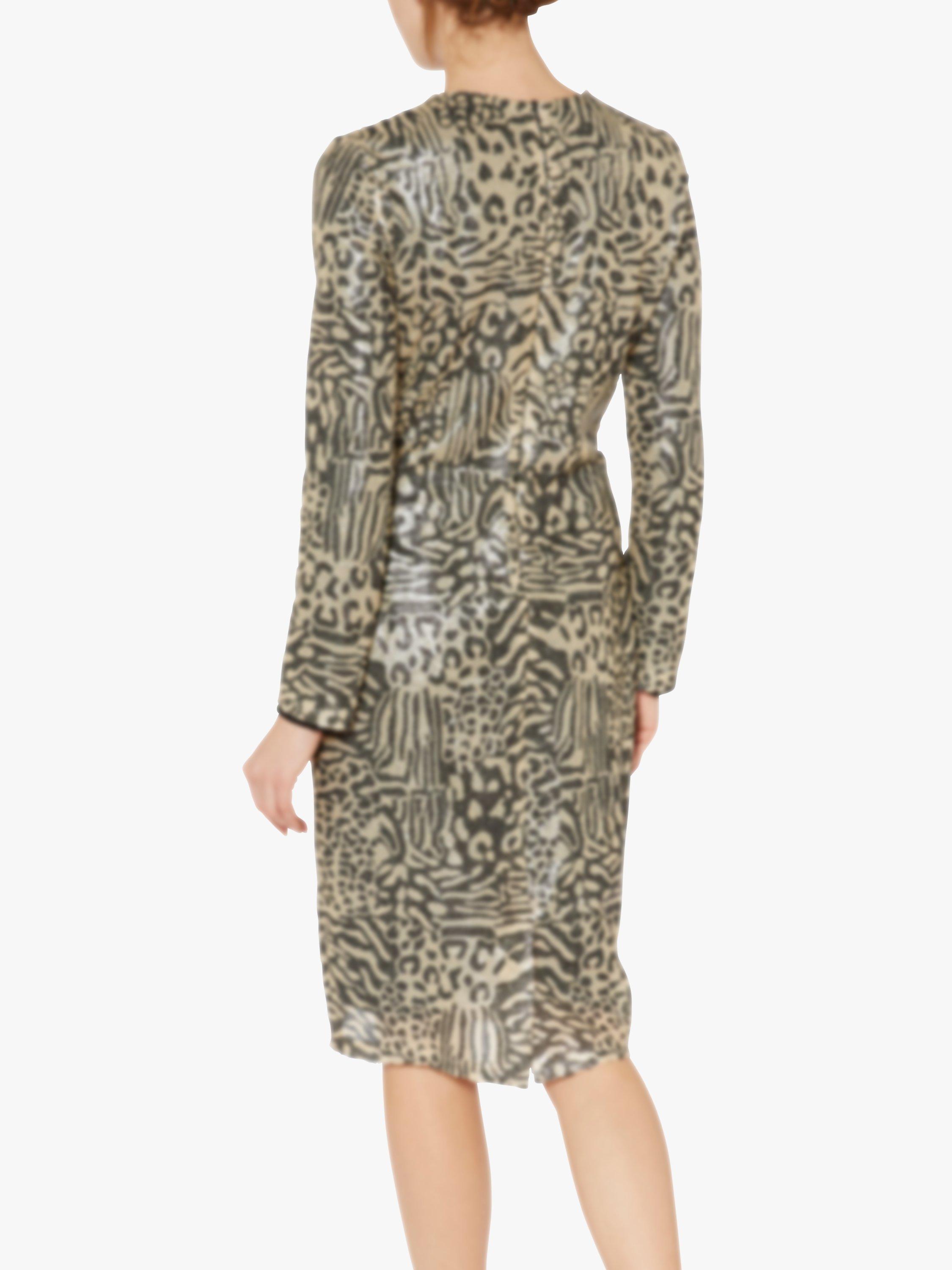 Product image 2 of 5, which shows Gina Bacconi Ceri Abstract Animal Sequin Dress, Neutral, 8