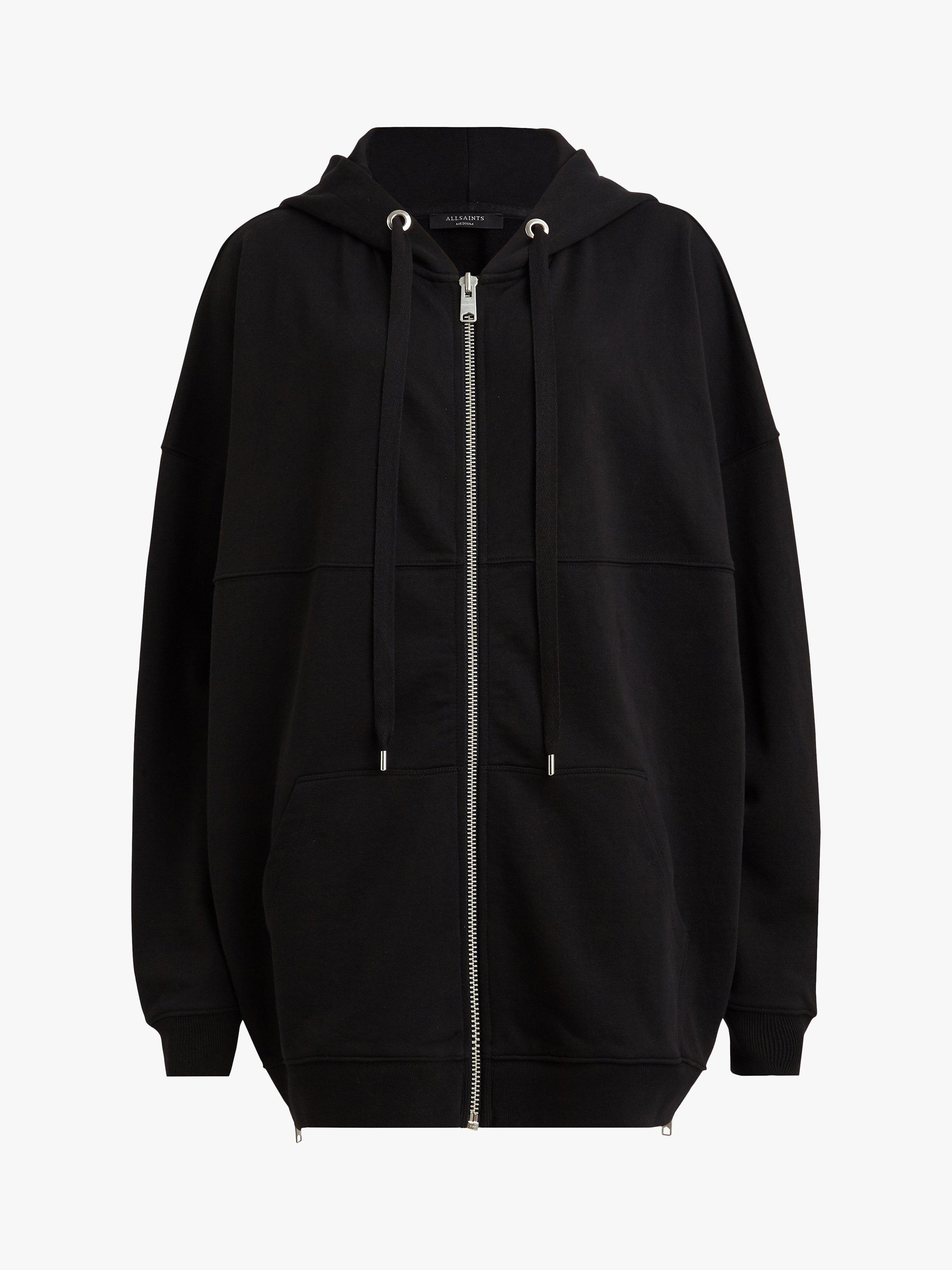 AllSaints Bella Oversized Zip Up Hoodie Black