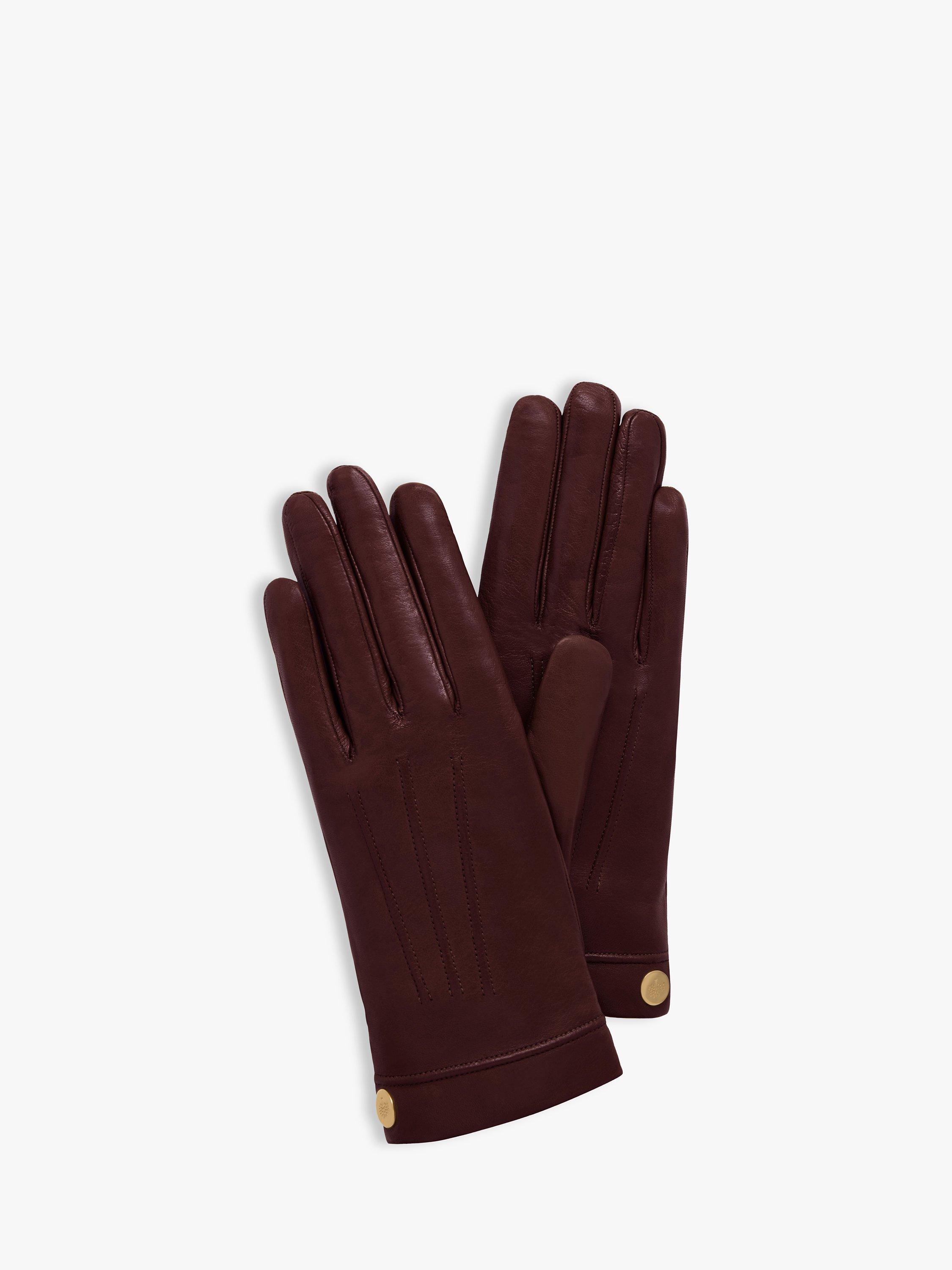 Mulberry Women's Soft Nappa Leather Gloves, Burgundy, 6.5
