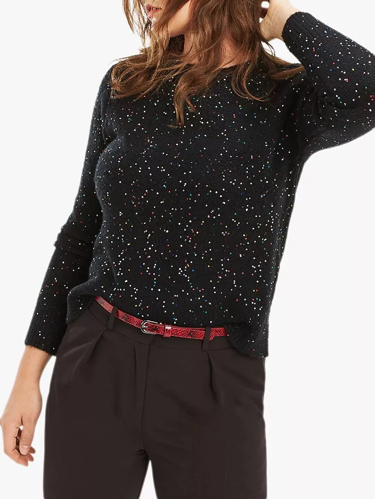 Oasis Ava Sequin Embellished Jumper Black