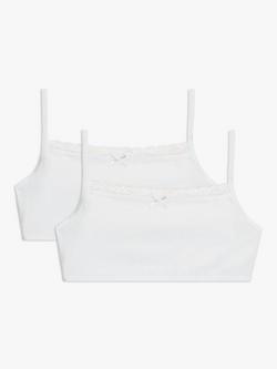 John Lewis Kids' Lace Crop Tops, Pack of 2, White, White