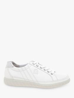 Gabor Amulet Wide Fit Leather Trainers, White, White