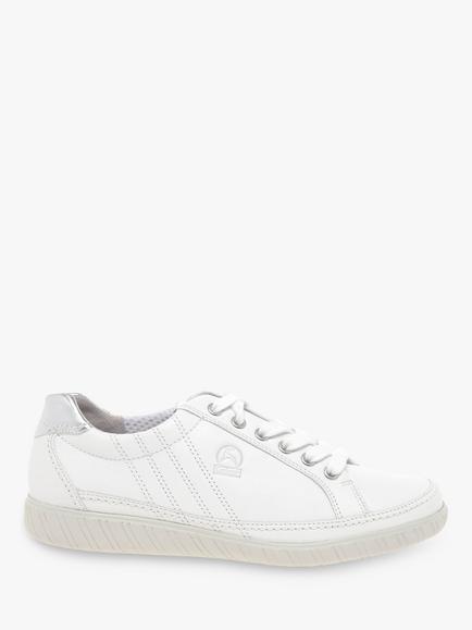 Gabor Amulet Wide Fit Leather Trainers, White, White