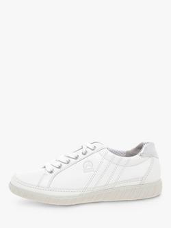 Gabor Amulet Wide Fit Leather Trainers, White - view 2, White