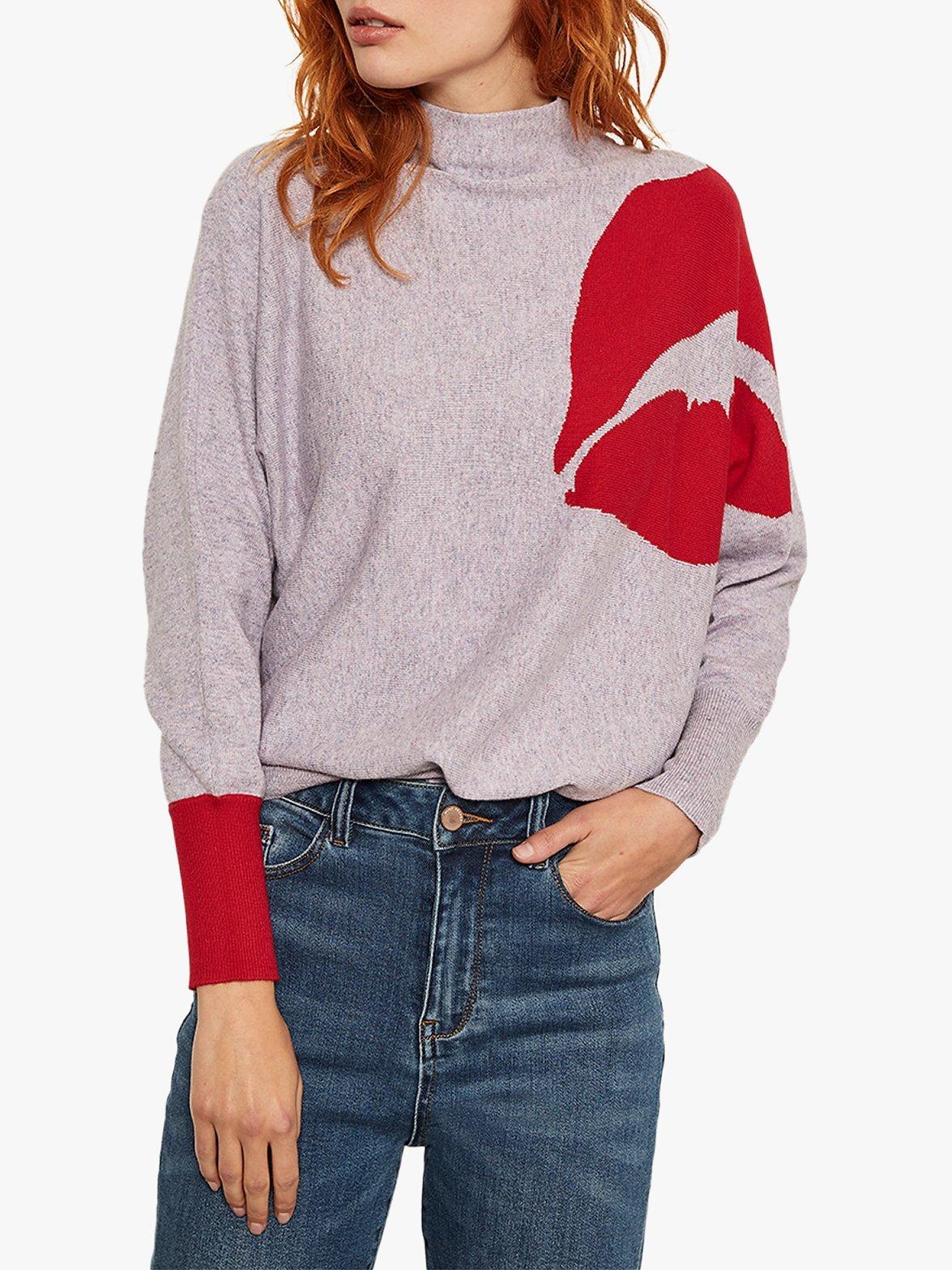 Mint Velvet Lips Batwing Jumper, Multi