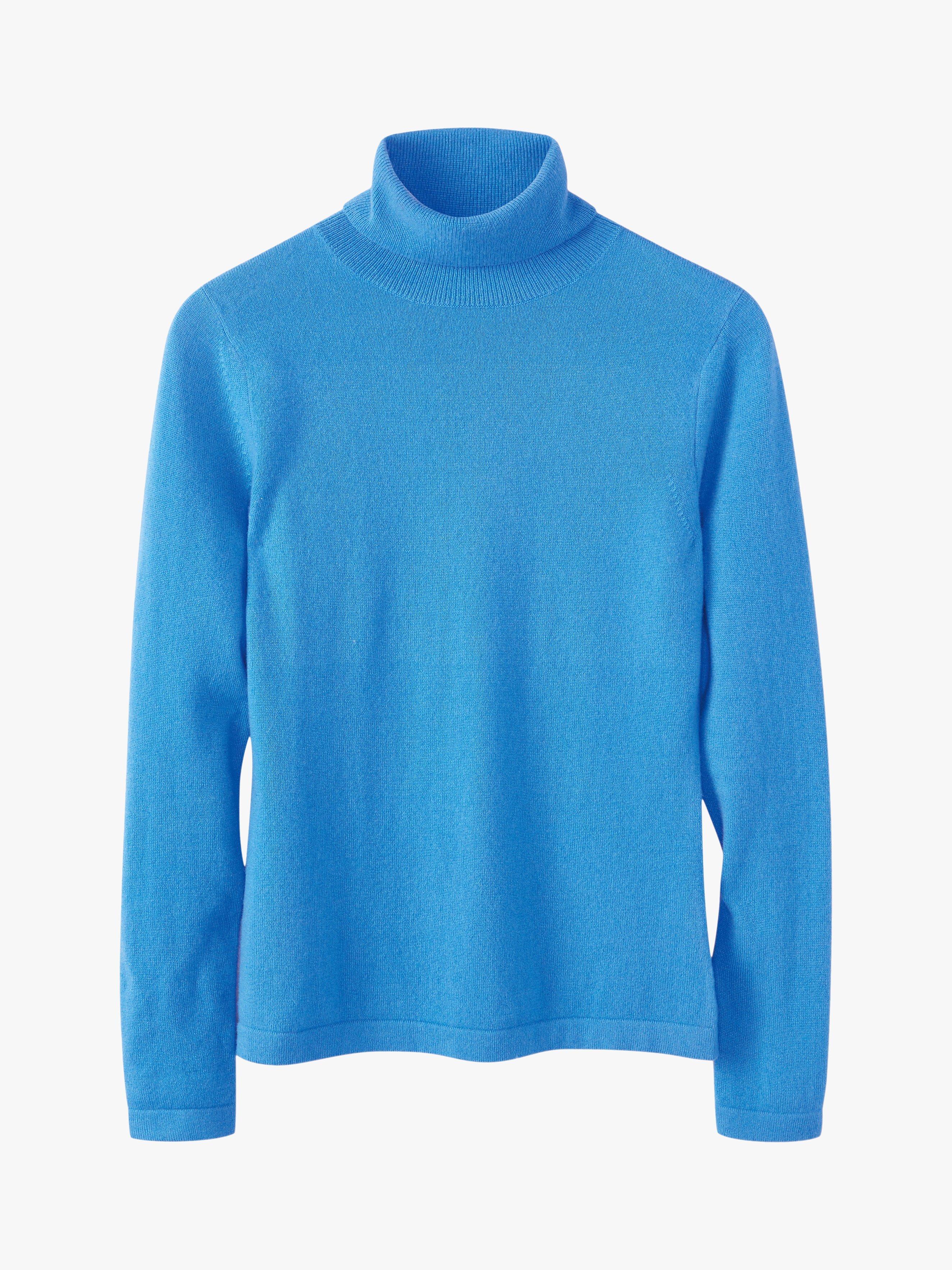 Product image 3 of 4, which shows Pure Collection Cashmere Roll Neck Jumper, Greek Blue, 8