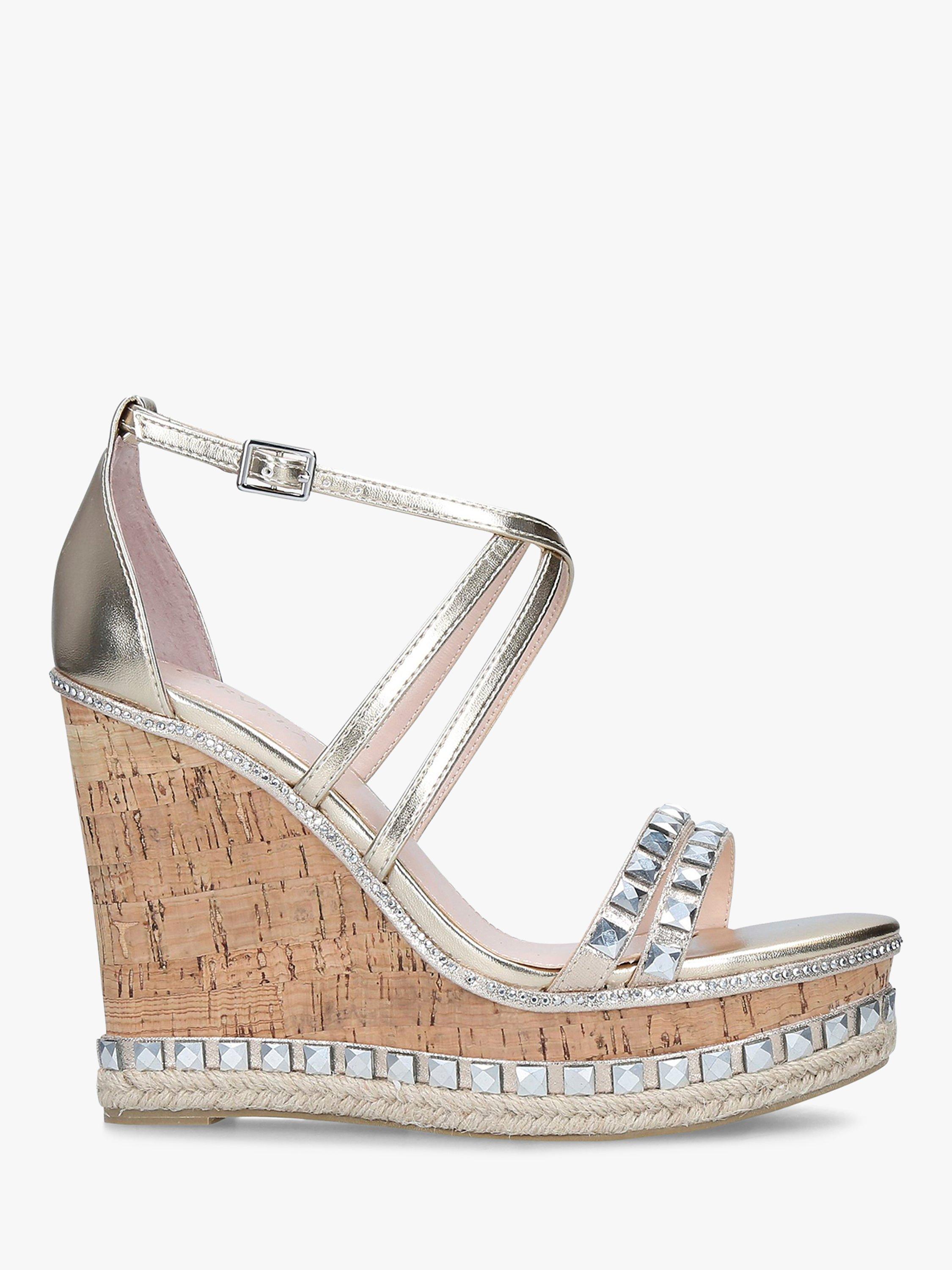 Carvela Grab Embellished High Heel Wedge Sandals, Gold