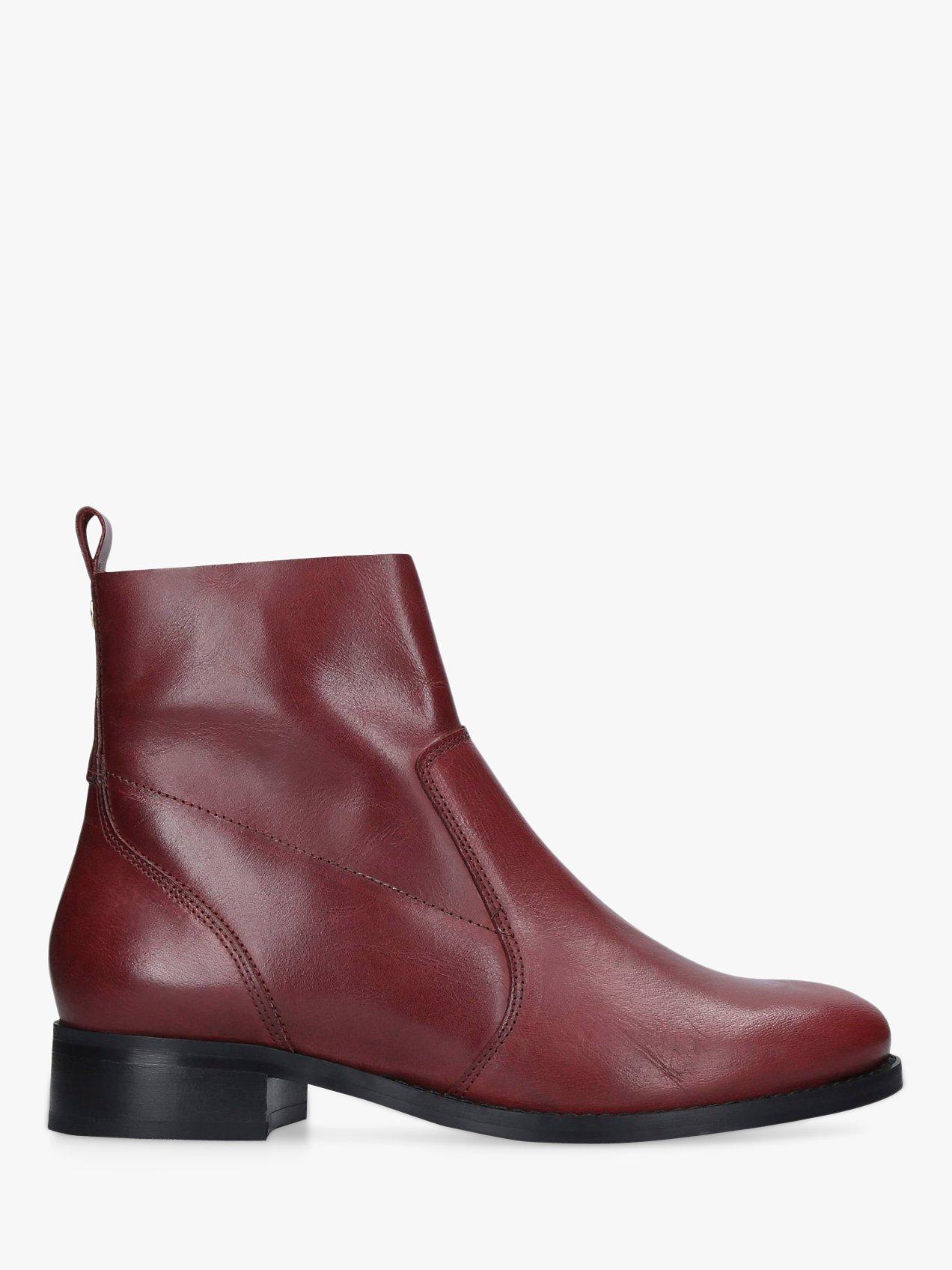 Carvela Sail Block Heel Ankle Boots Red Wine