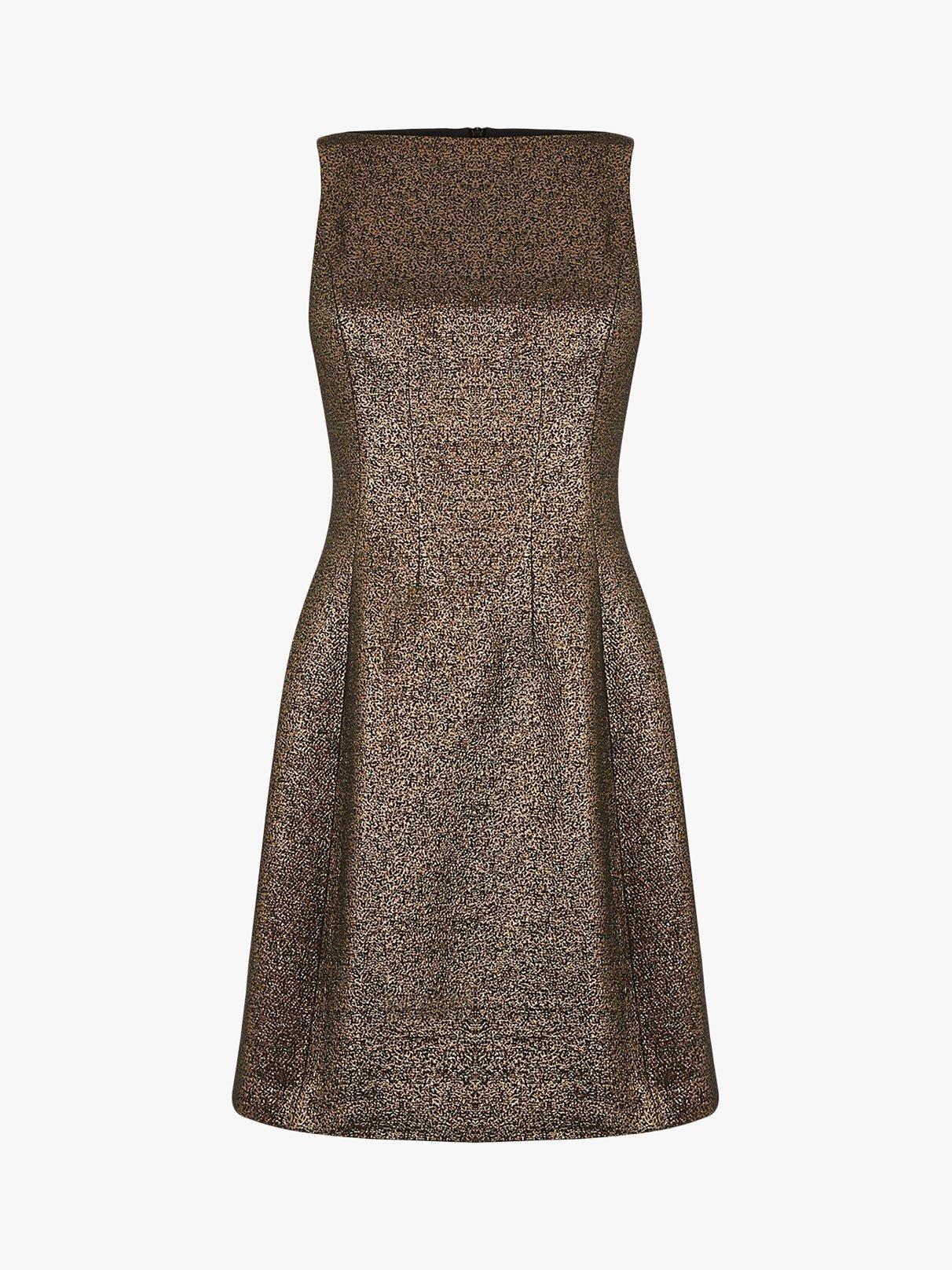 Oasis Sparkle Tweed Shift Dress Gold