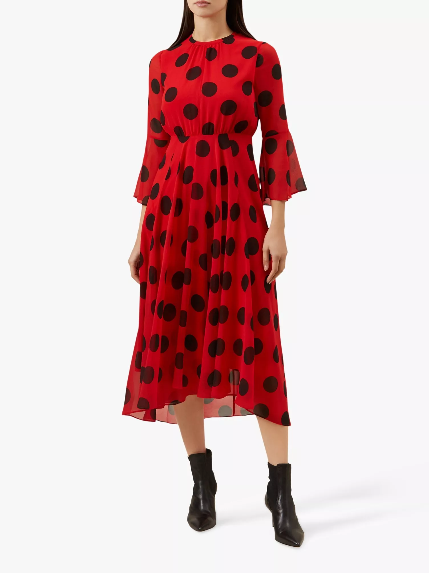 Hobbs Lilia Spot Dress Red Black