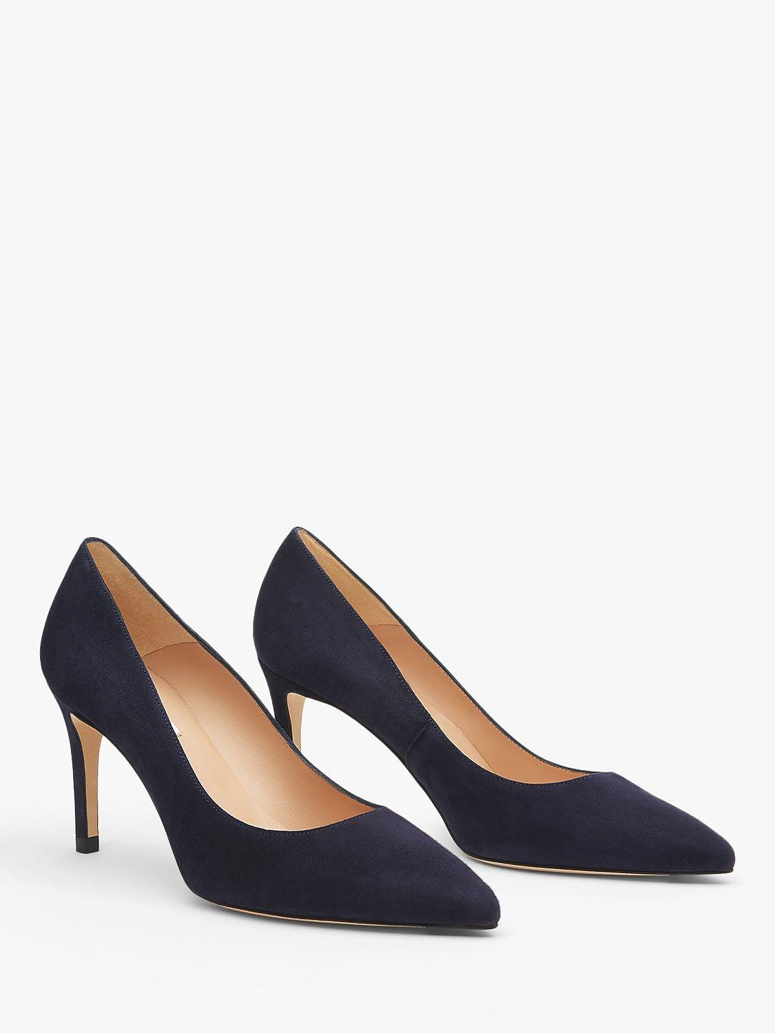 Product image 2 of 4, which shows L.K.Bennett Floret Pointed Toe Suede Court Shoes, Midnight Blue, 2
