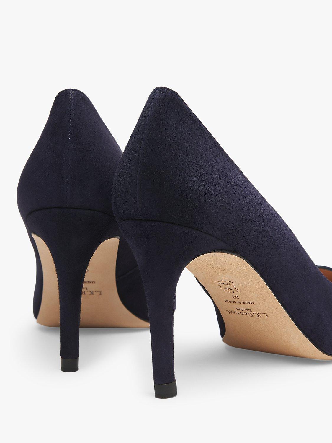 Product image 3 of 4, which shows L.K.Bennett Floret Pointed Toe Suede Court Shoes, Midnight Blue, 2