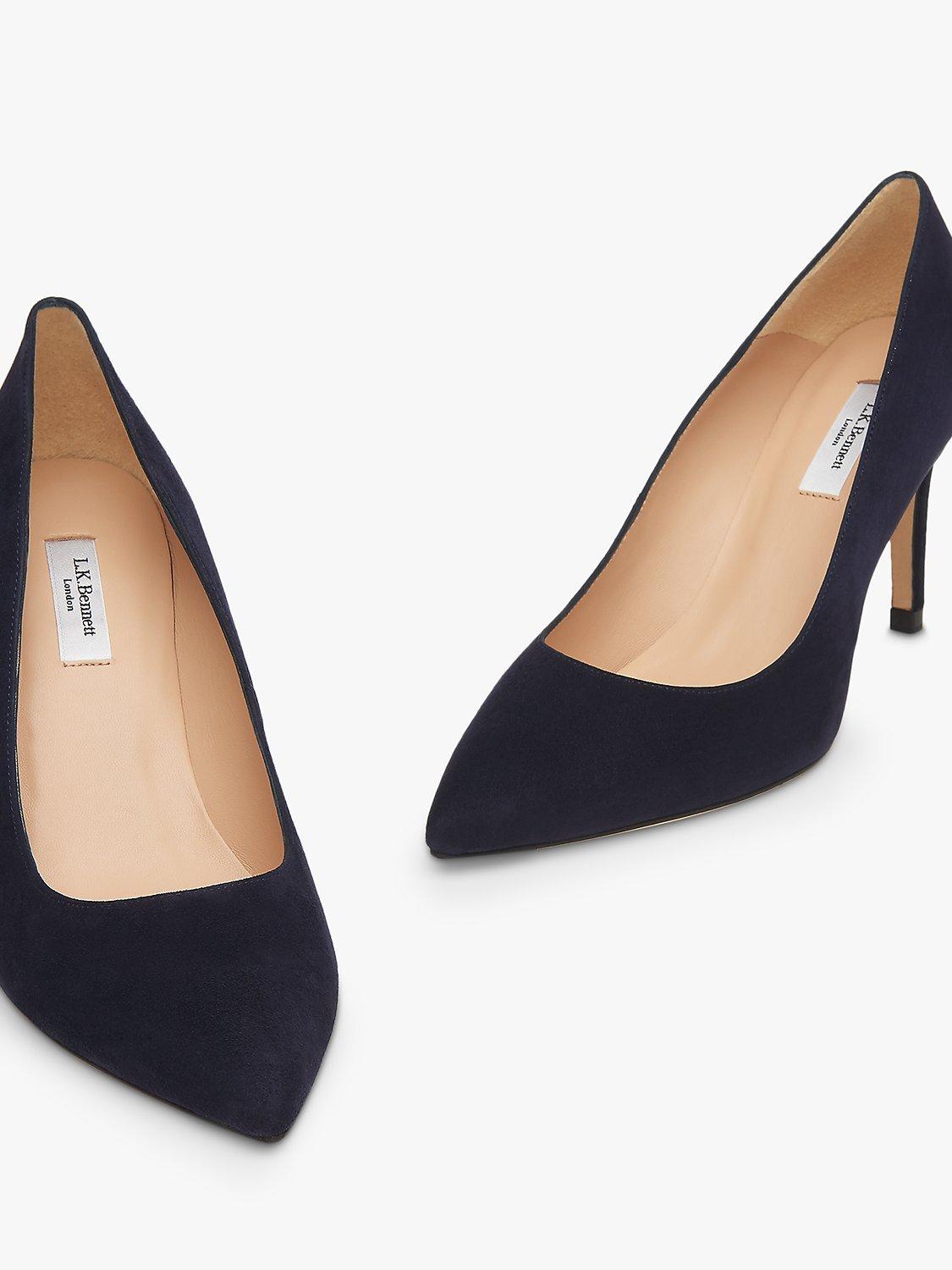 Product image 4 of 4, which shows L.K.Bennett Floret Pointed Toe Suede Court Shoes, Midnight Blue, 2