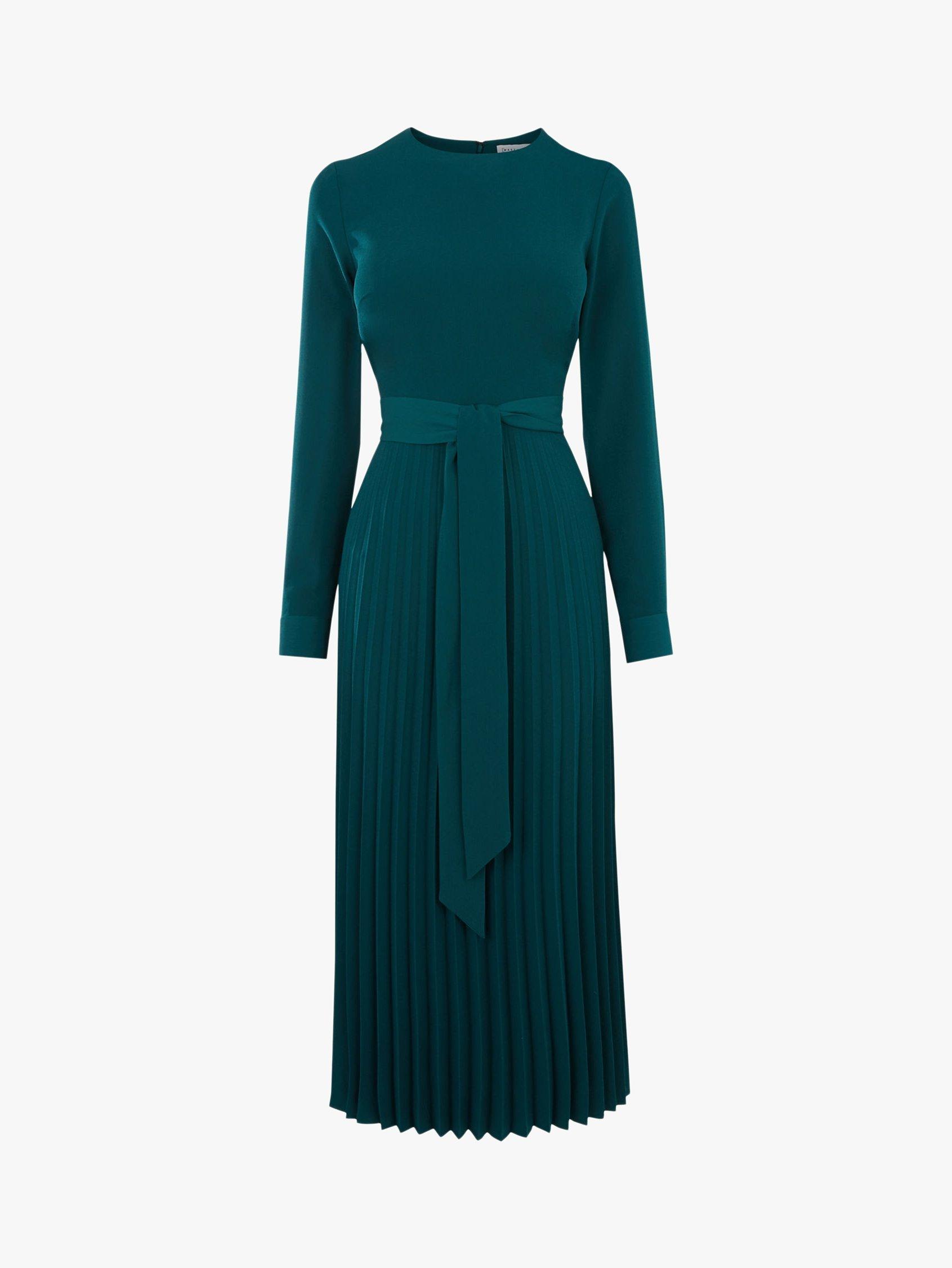 Warehouse green pleated midi dress sales
