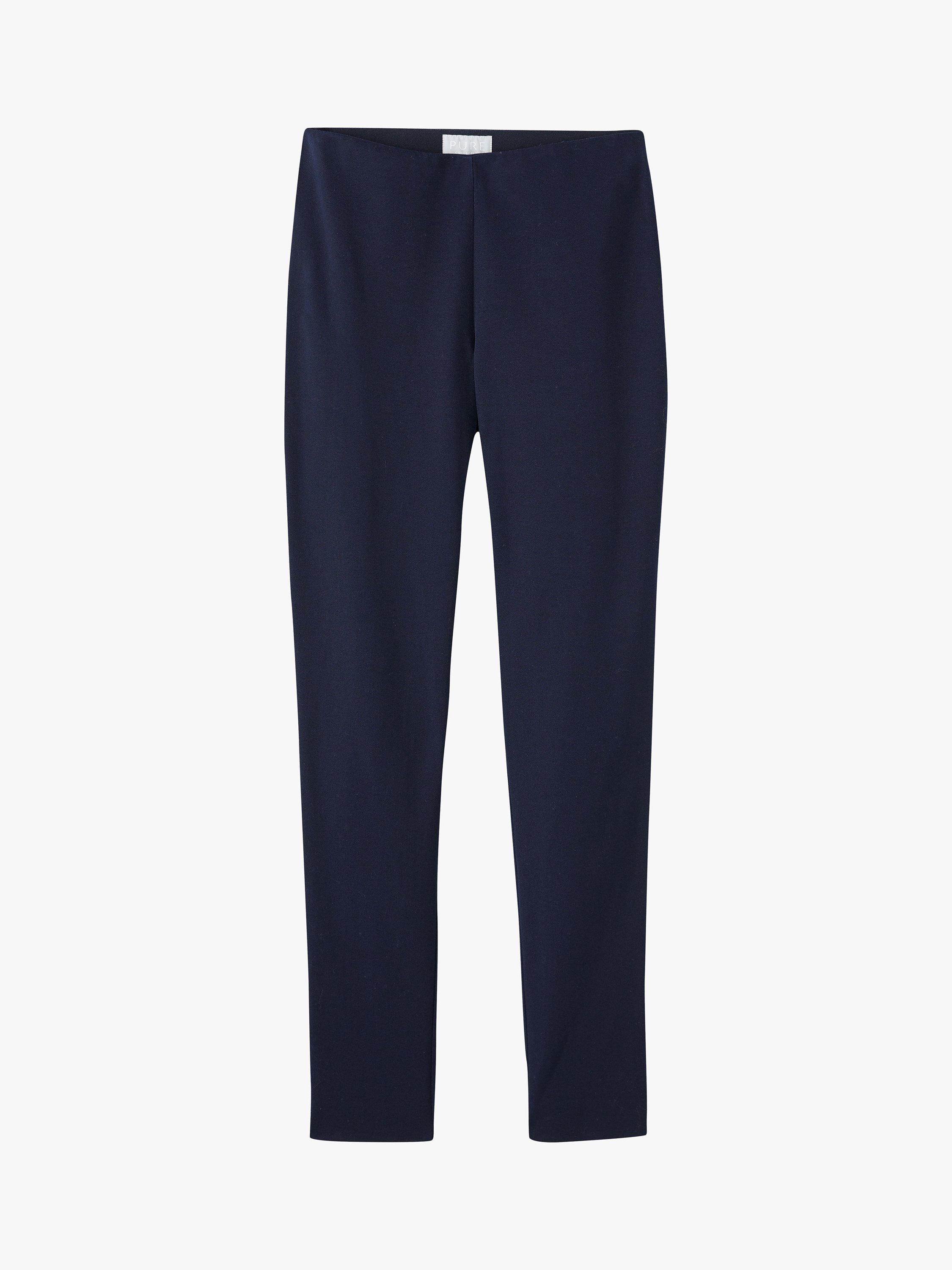 Product image 3 of 3, which shows Pure Collection Cotton Stretch Trousers, Navy, 8