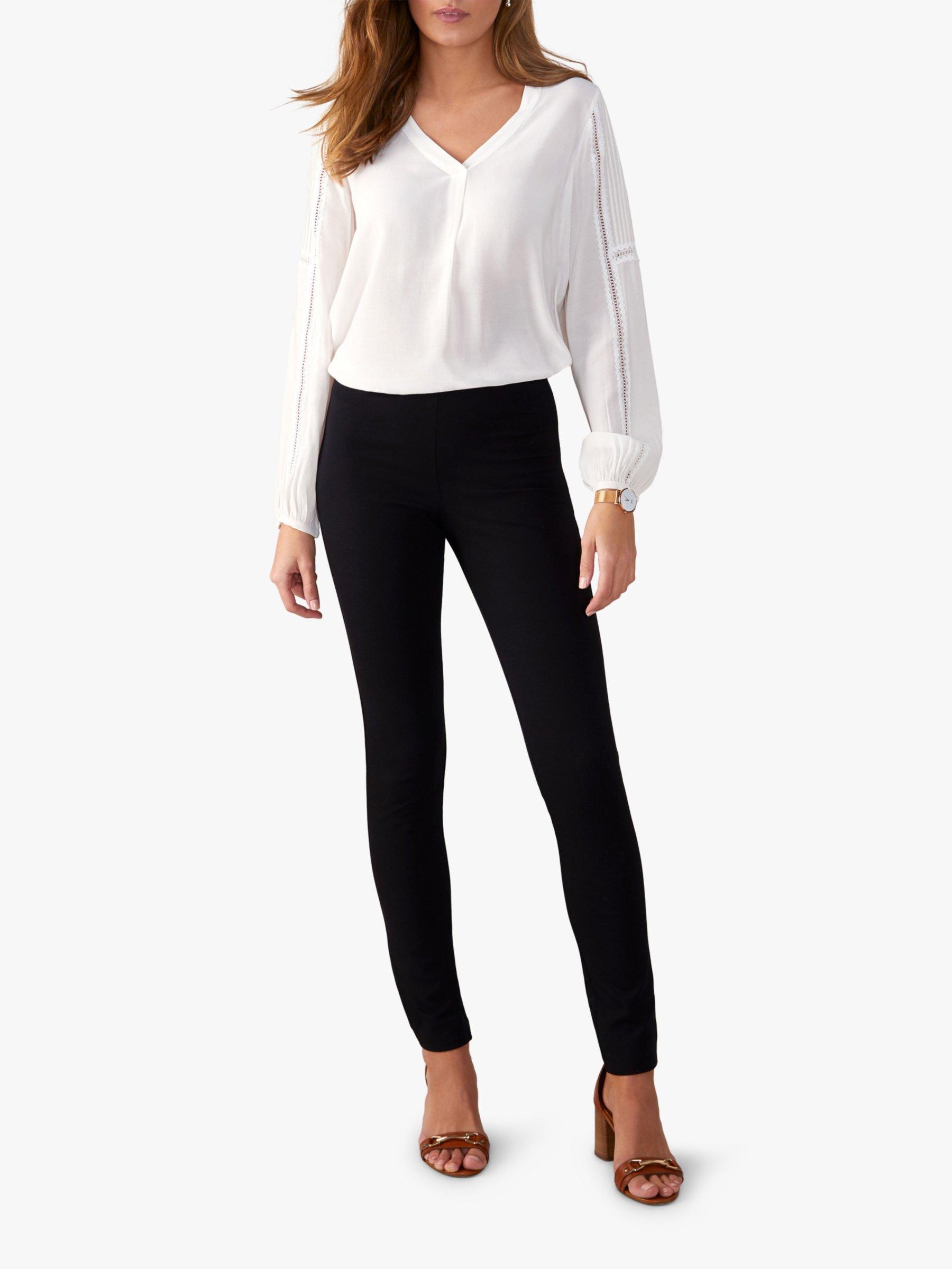 Product image 1 of 3, which shows Pure Collection Cotton Stretch Trousers, Black, 20