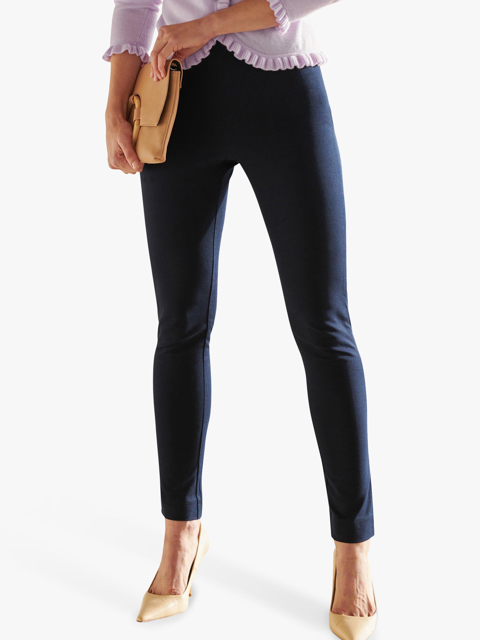 Pure Collection Cotton Stretch Cropped Trousers, Navy, 8