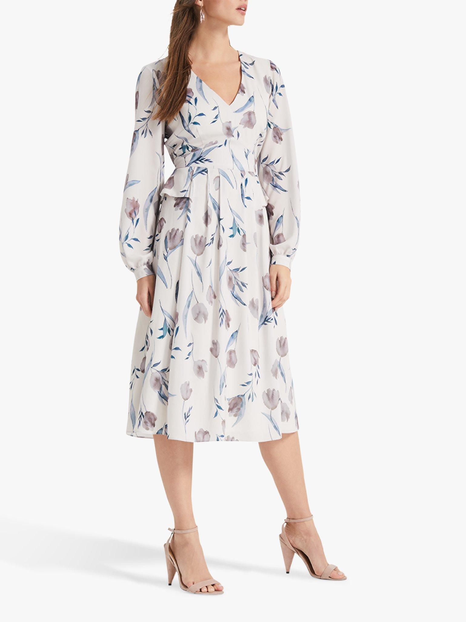Phase Eight Emanuella Floral Printed Dress, Oyster