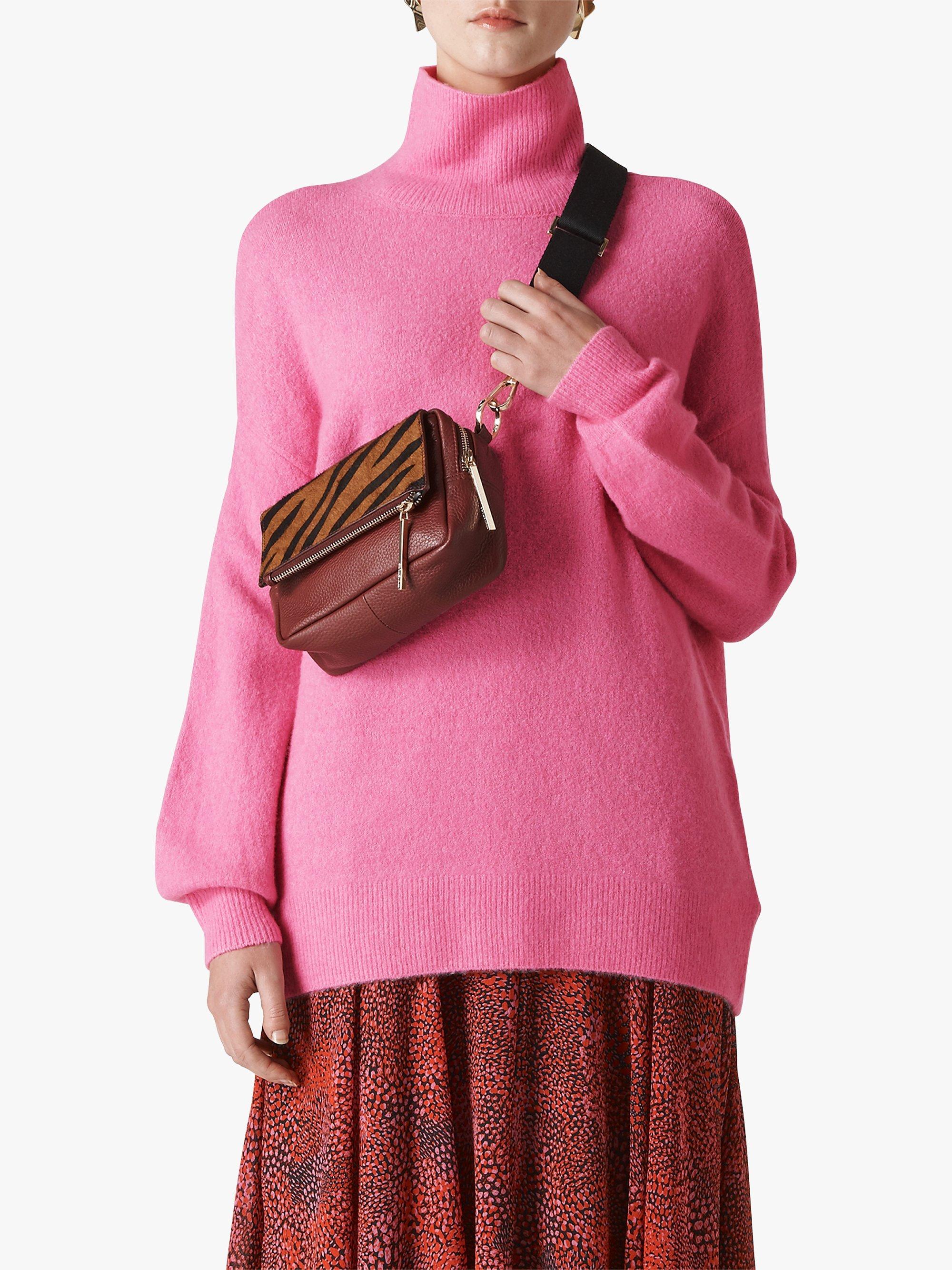 Whistles Funnel Neck Oversized Jumper, Pink