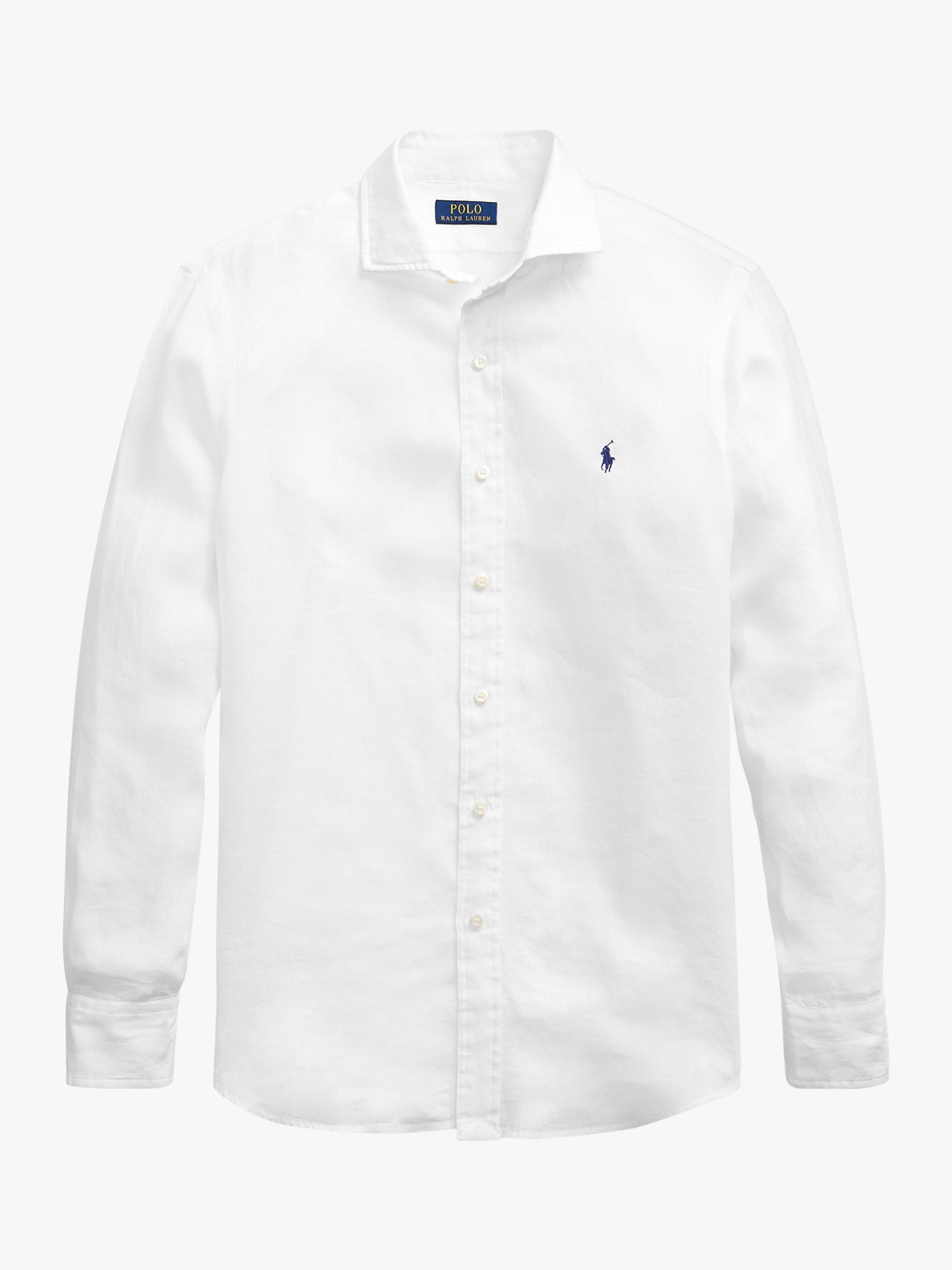 Polo Ralph Lauren Grandad Collar Long Sleeve Shirt White