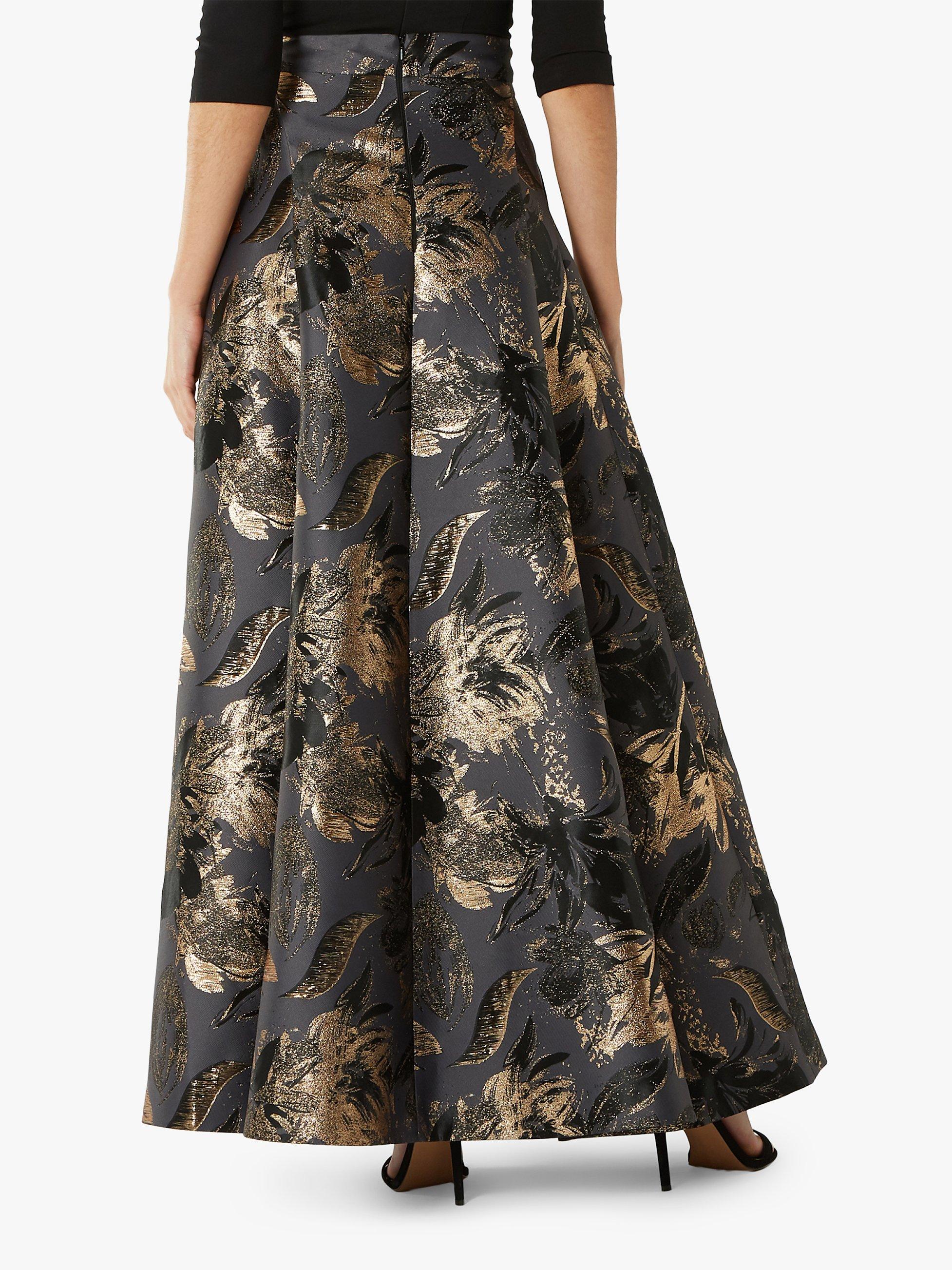blue floral jacquard flared Amande skirt