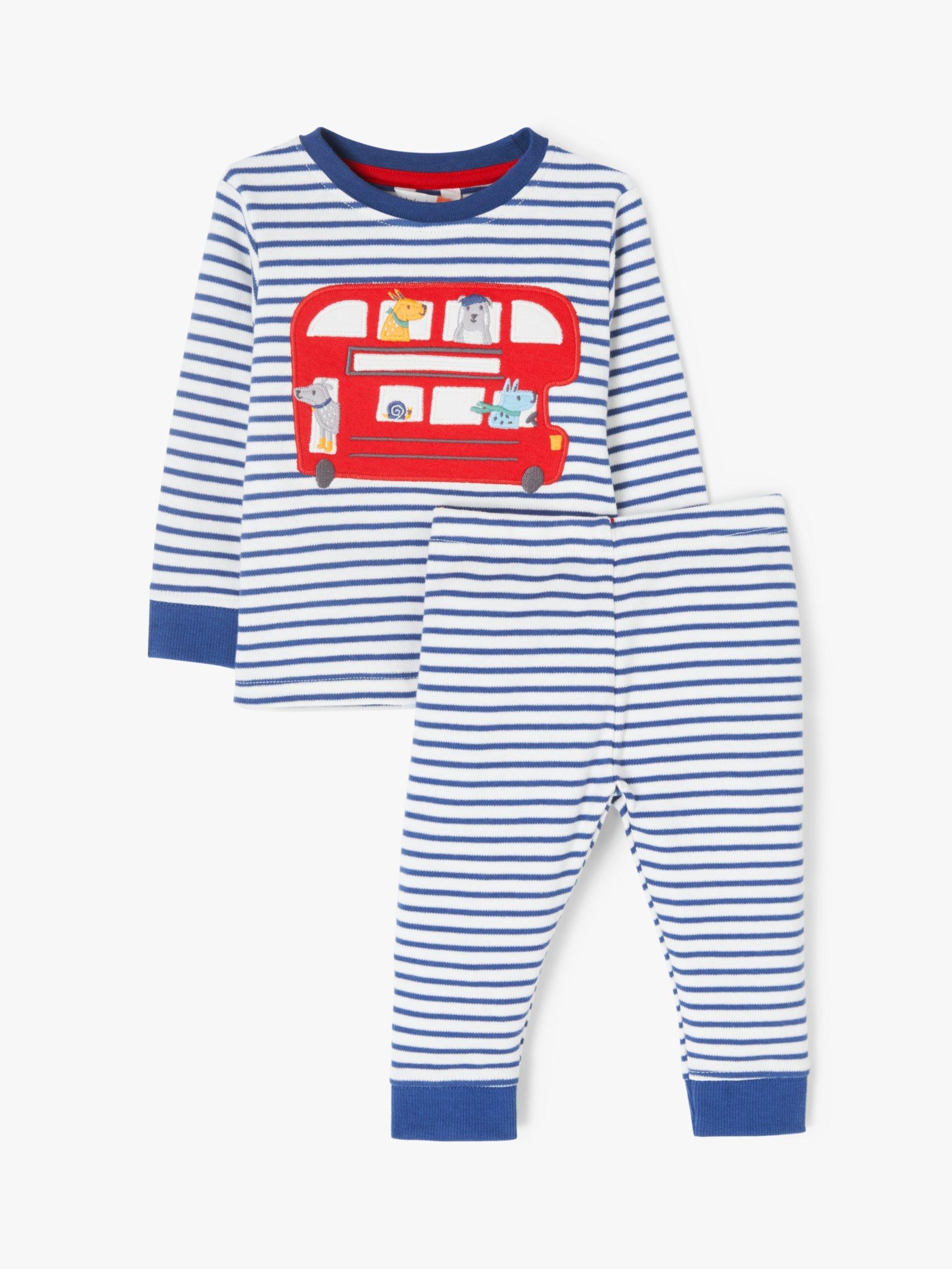 John Lewis Partners Baby GOTS Organic Cotton Bus Graphic Pyjamas Blue