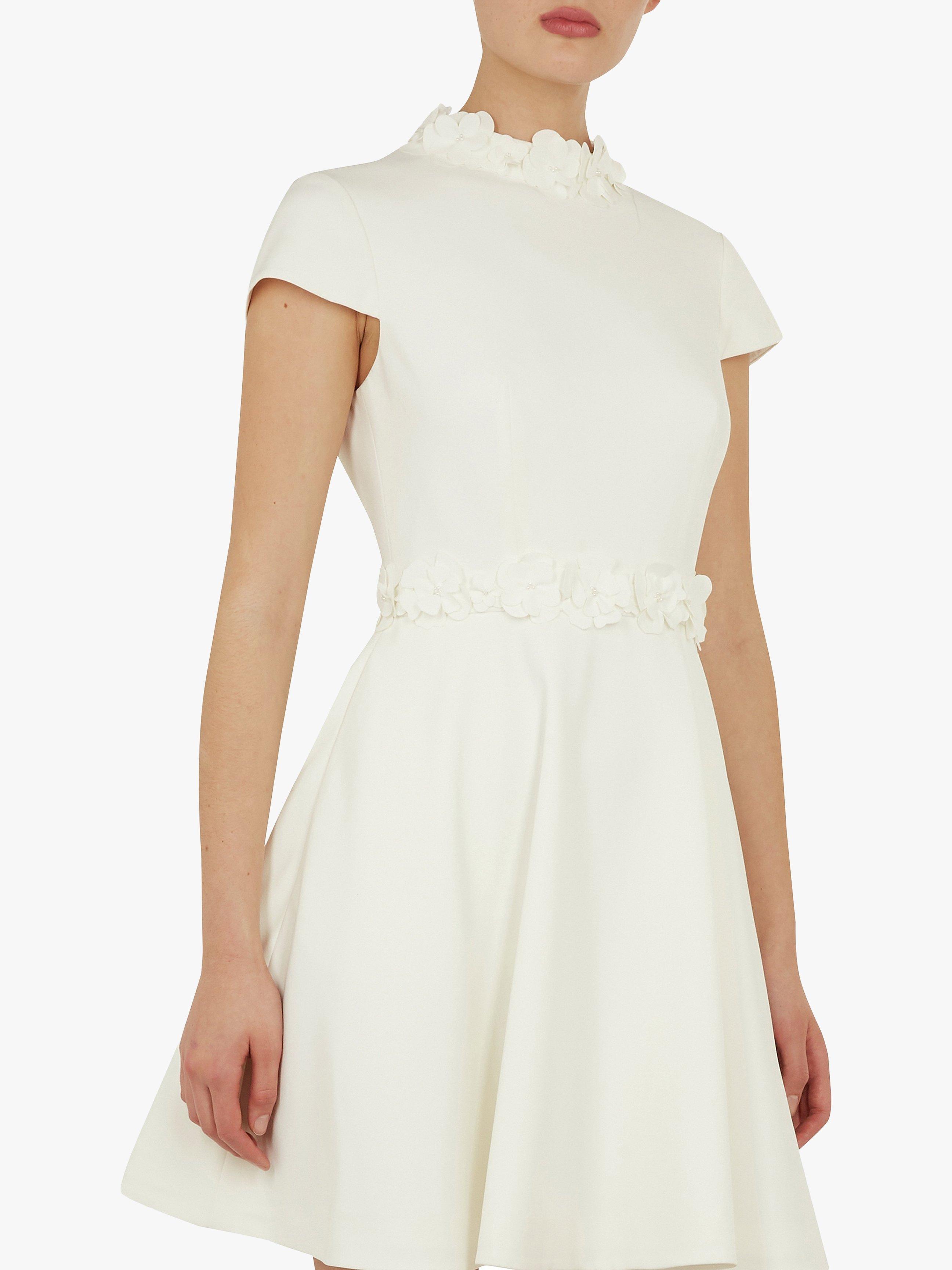 Ted Baker Elianah Floral Applique Skater Dress White