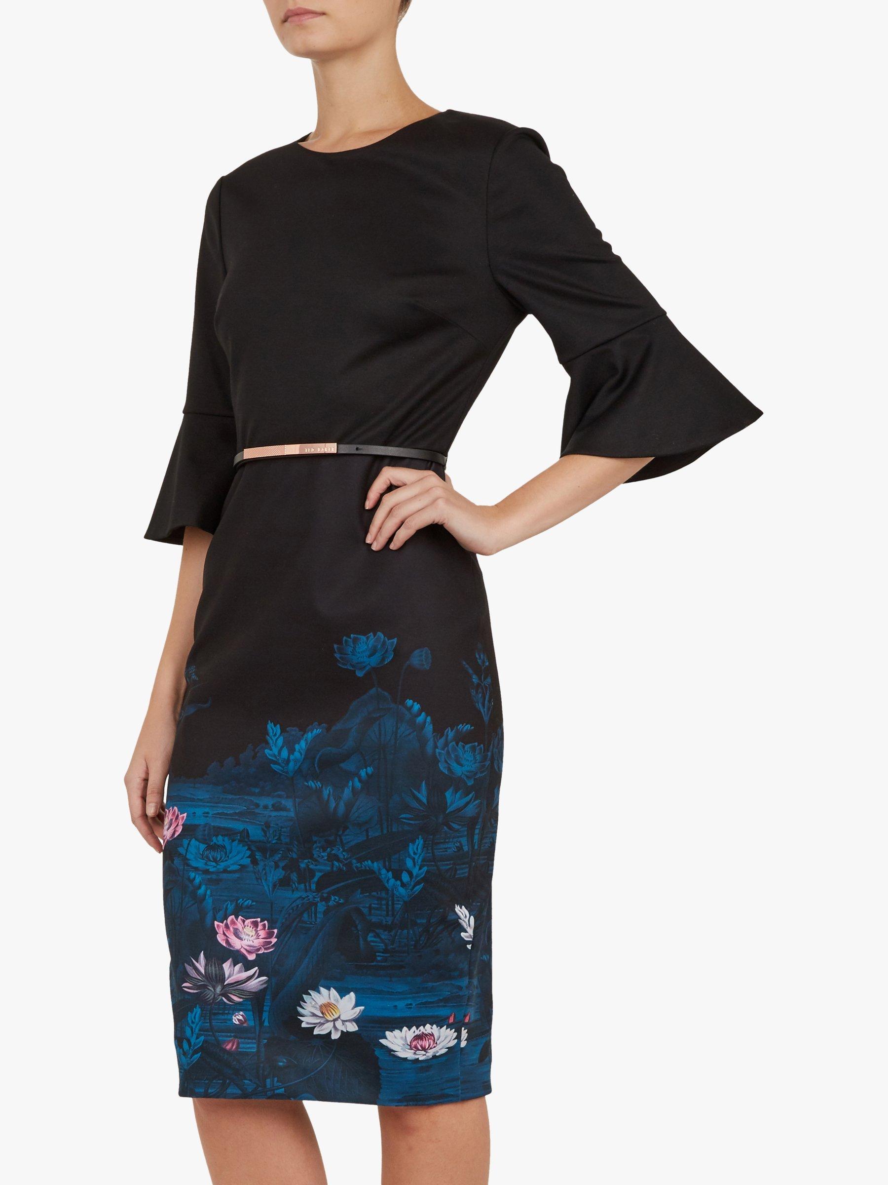 Ted Baker Azania Floral Pencil Dress Dark Blue