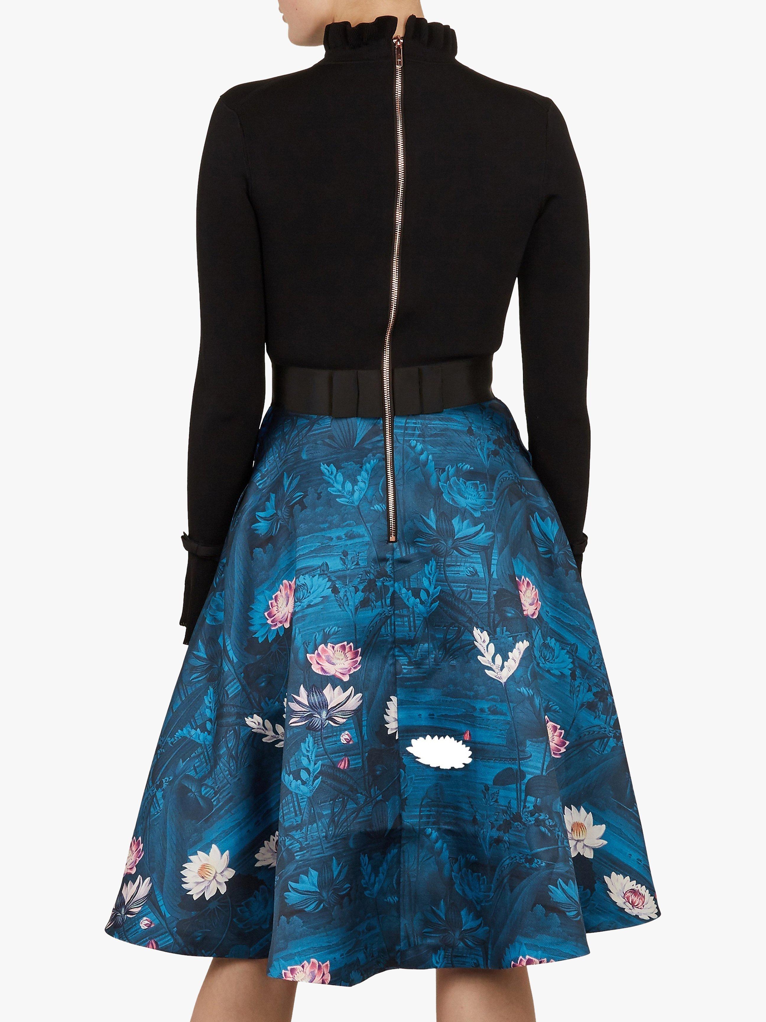 ted baker knit bodice dress Ted Baker Serepha Fitted Knit Bodice Dress With Ruffle Skirt Black