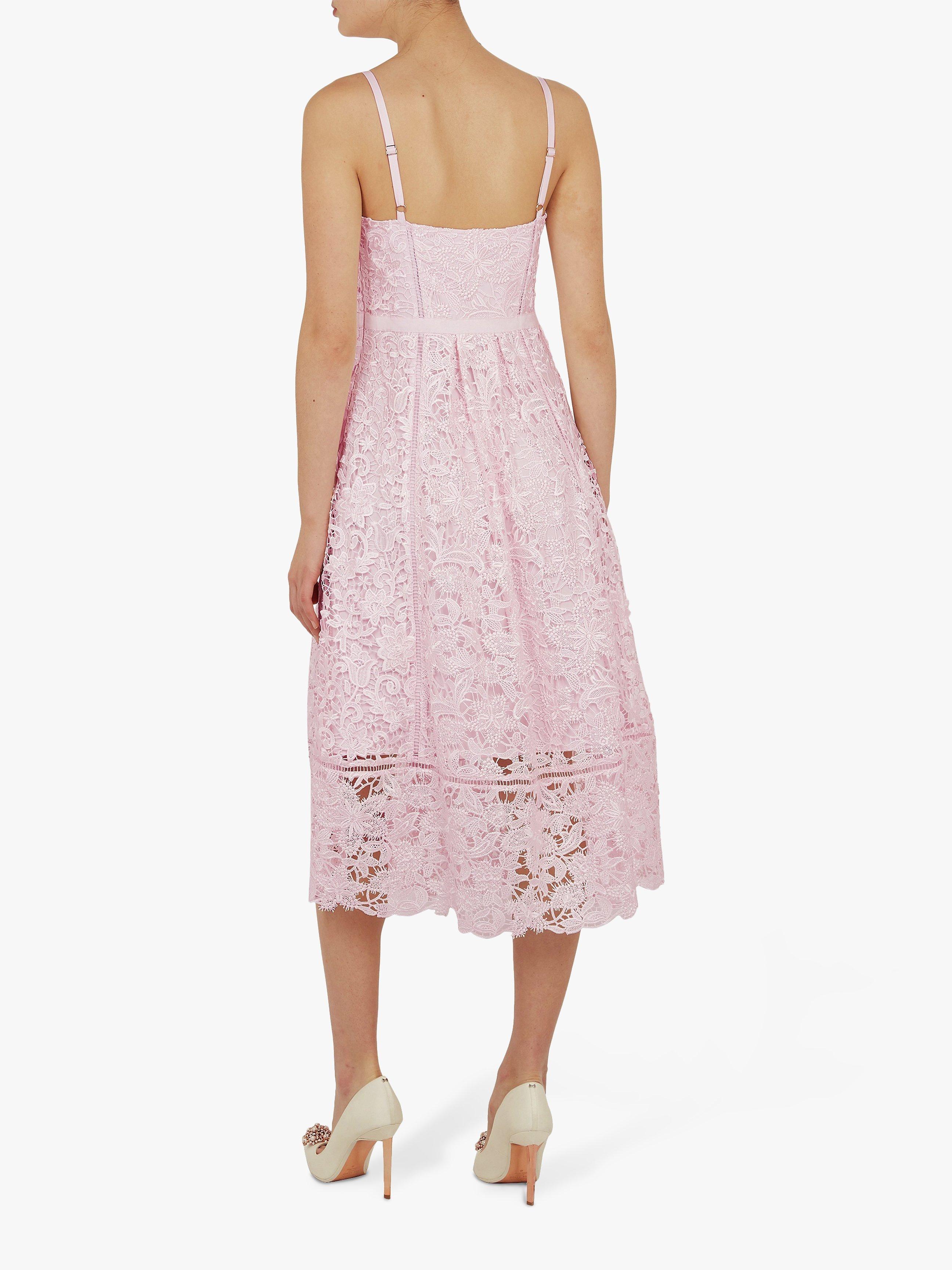 Ted Baker Valens Lace Midi Dress, Light Pink