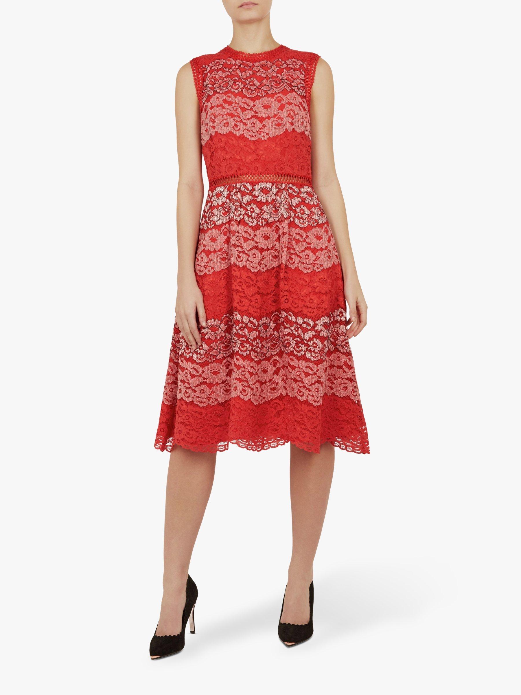 Ted Baker Inarra Colour Block Lace Tunic, Pink/Multi