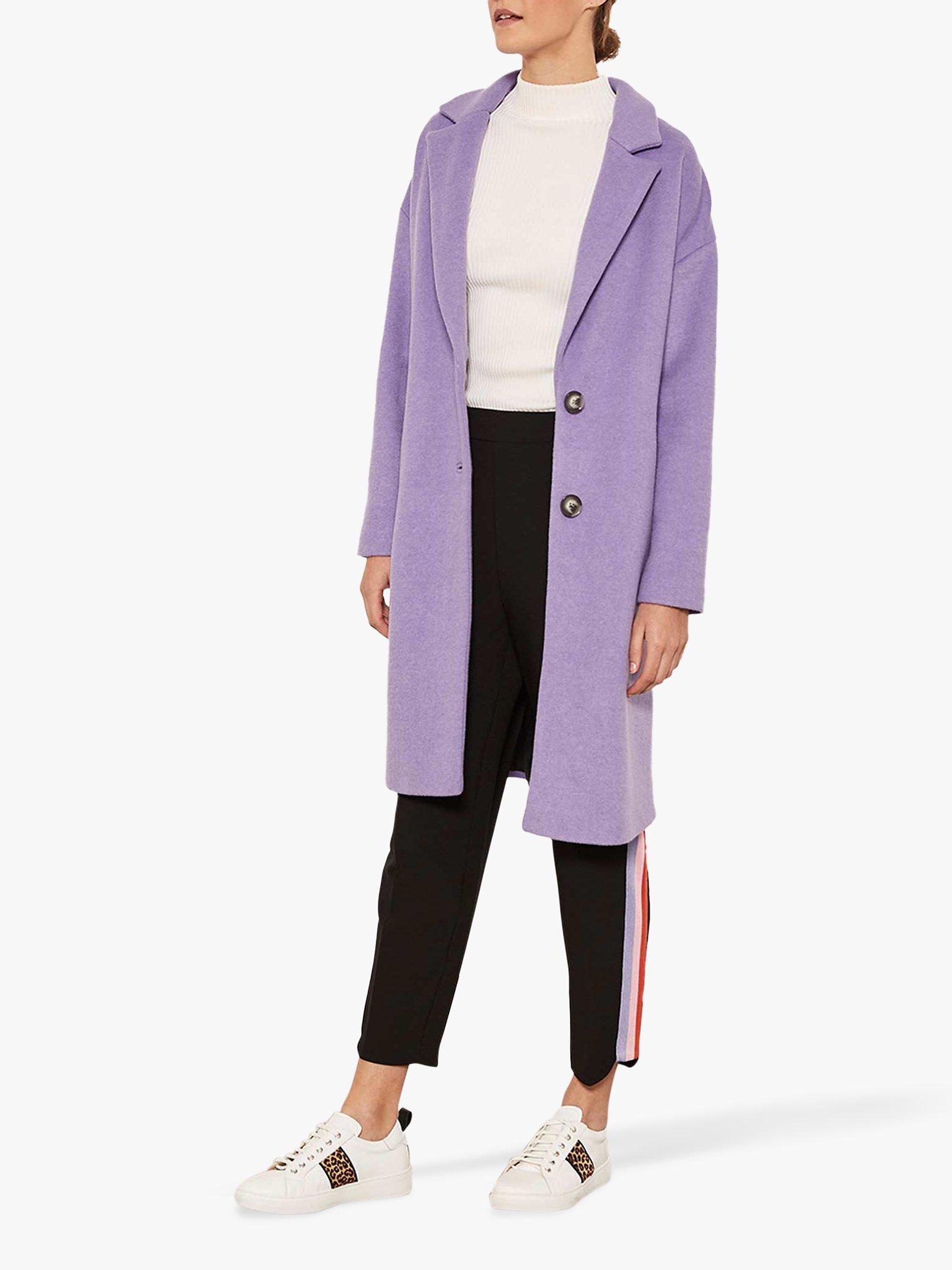 Mint Velvet Single Breasted Coat, Purple