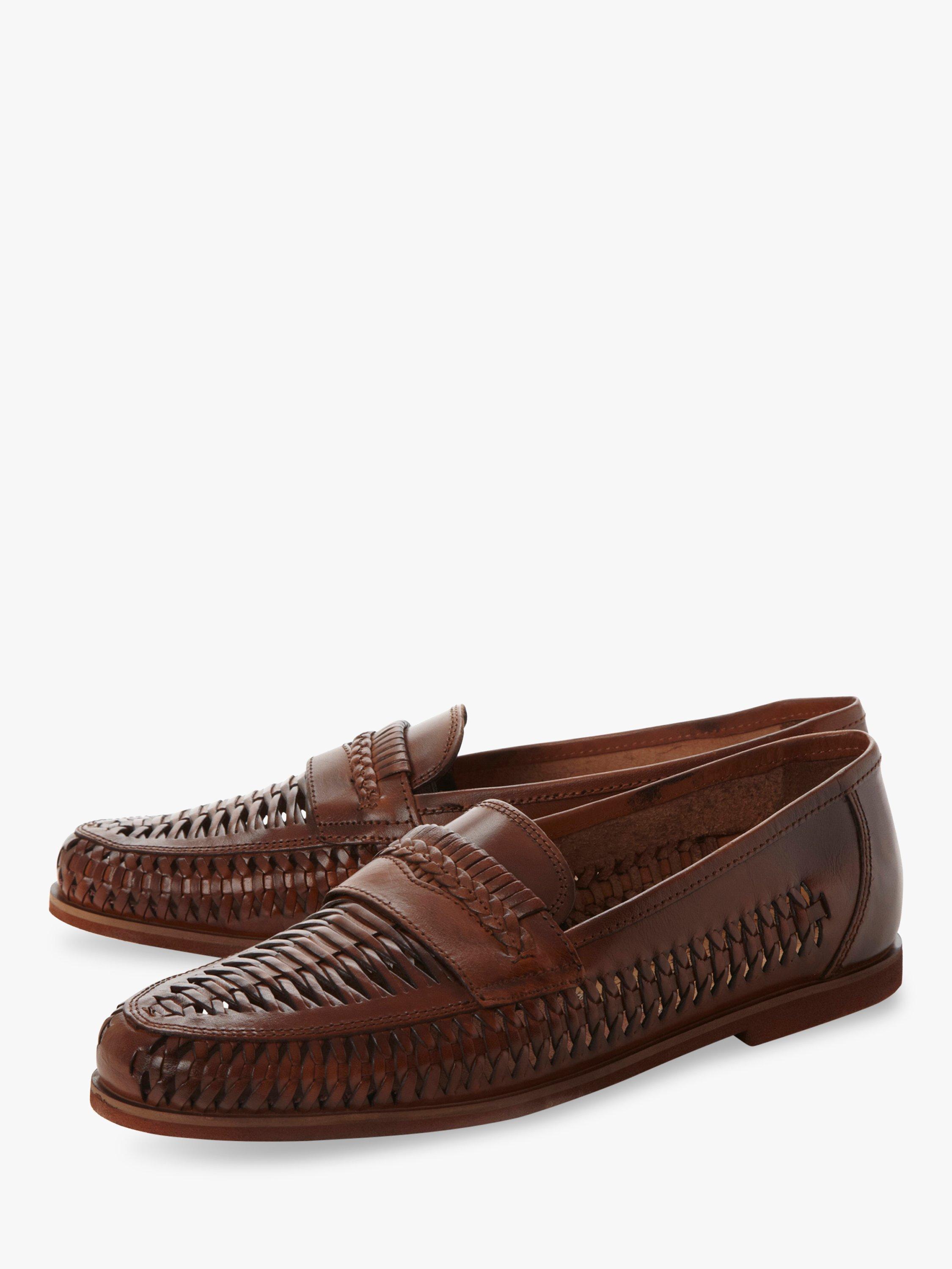 Product image 4 of 7, which shows Dune Brighton Rock Woven Leather Loafers, Tan, 6