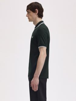 Fred Perry Twin Tipped Regular Fit Polo Shirt - view 2, Night Green/Snow White
