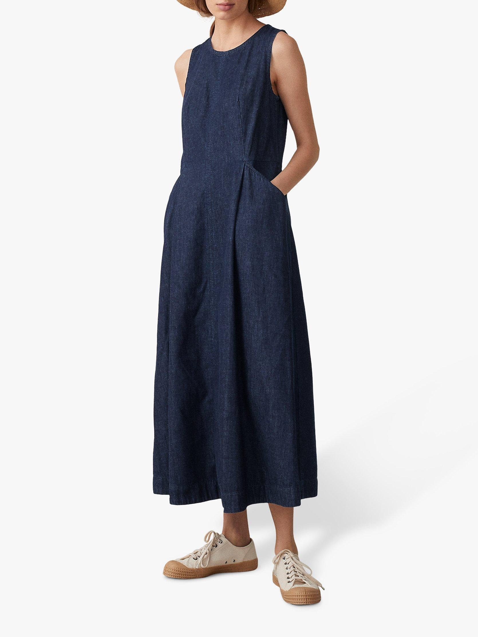 slim fit dress slacks Montsand Denim Blue Corset Midi Dress
