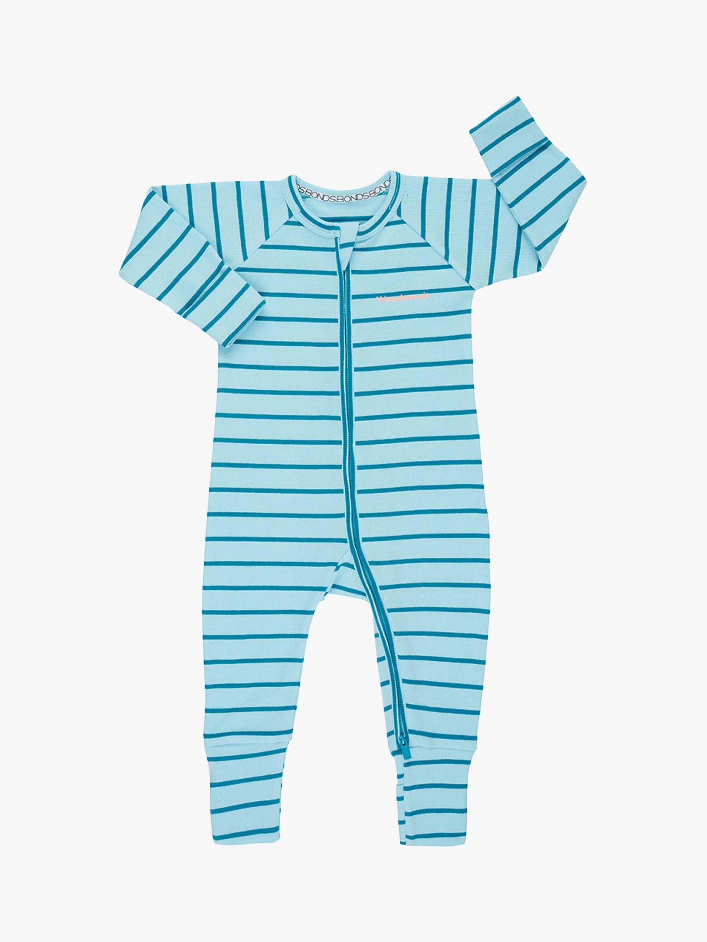 Bonds Baby Stripe Wondersuit, Cloud Control/Miami Teal